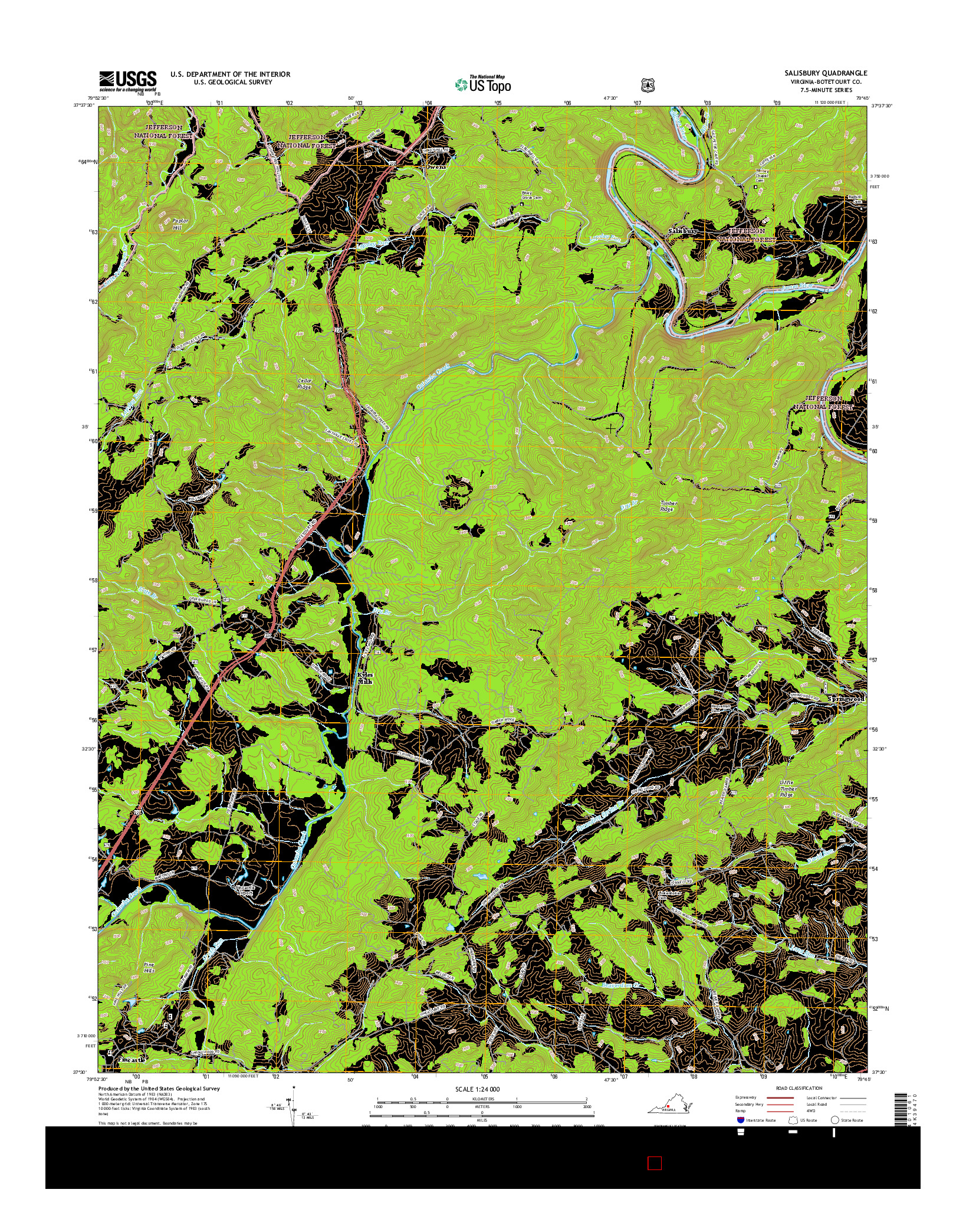 USGS US TOPO 7.5-MINUTE MAP FOR SALISBURY, VA 2016