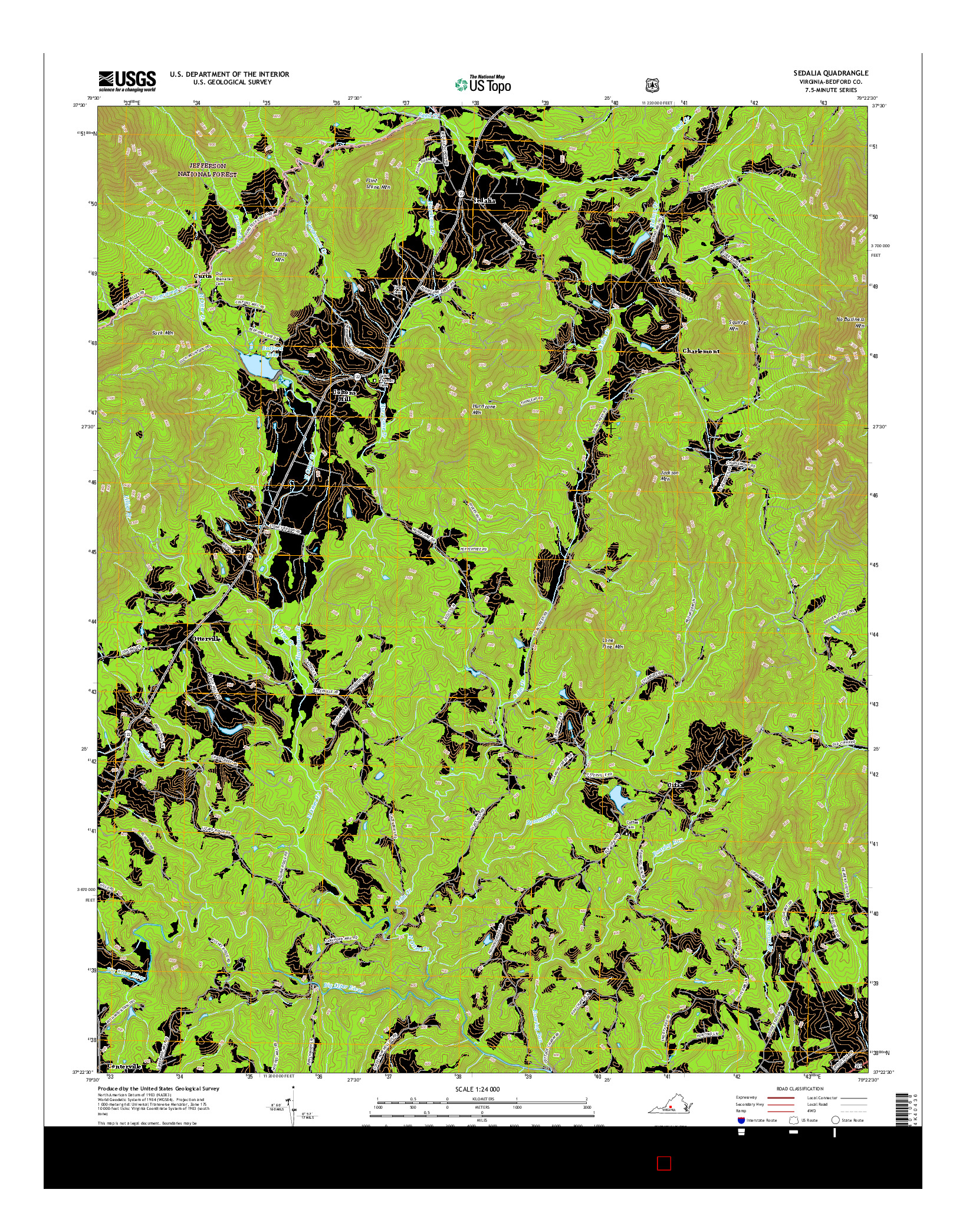 USGS US TOPO 7.5-MINUTE MAP FOR SEDALIA, VA 2016