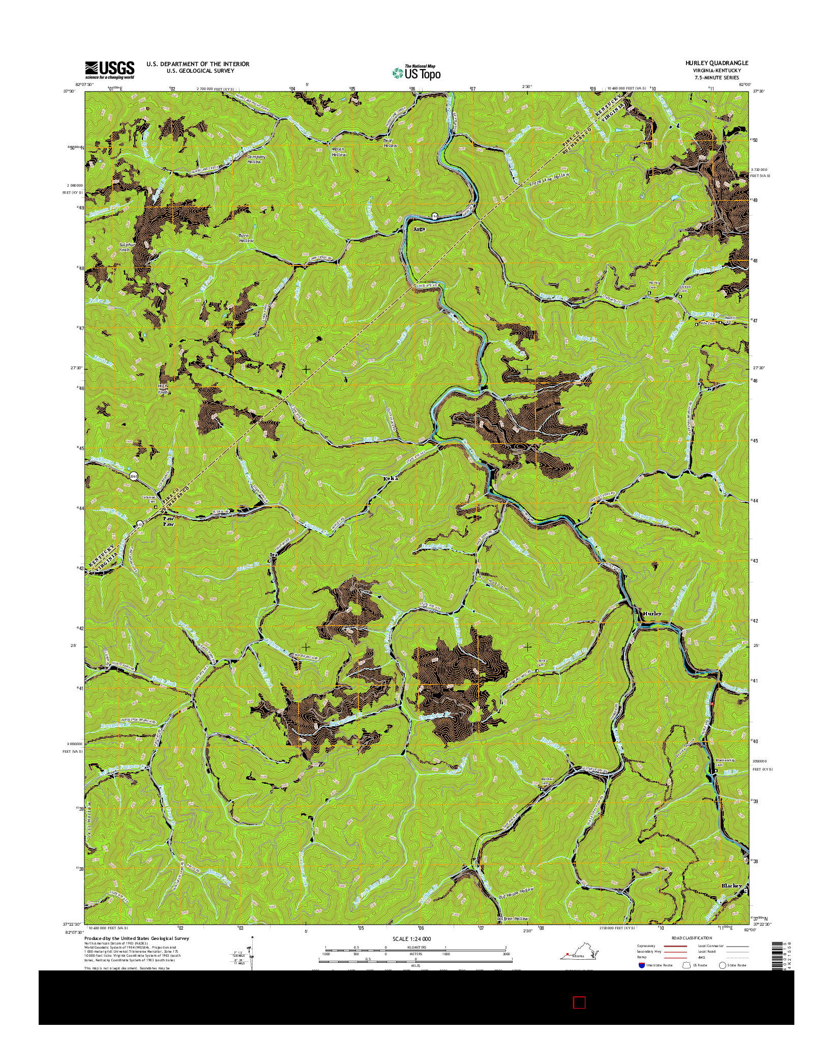 USGS US TOPO 7.5-MINUTE MAP FOR HURLEY, VA-KY 2016