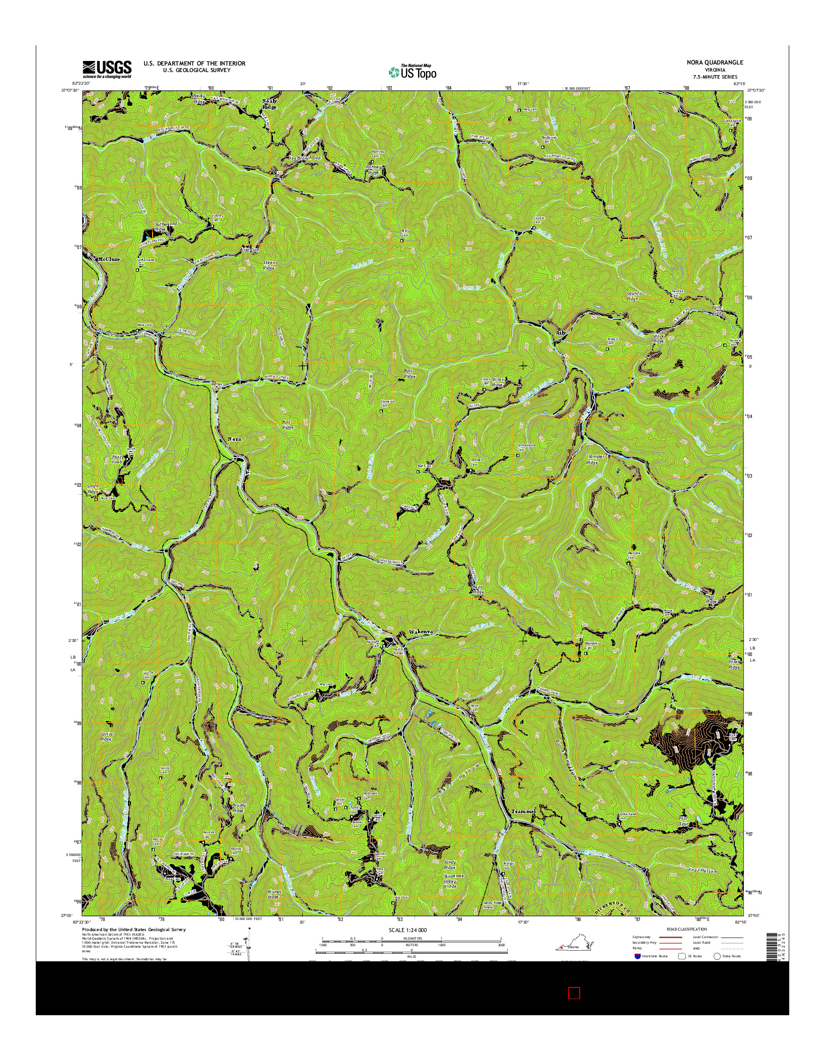 USGS US TOPO 7.5-MINUTE MAP FOR NORA, VA 2016