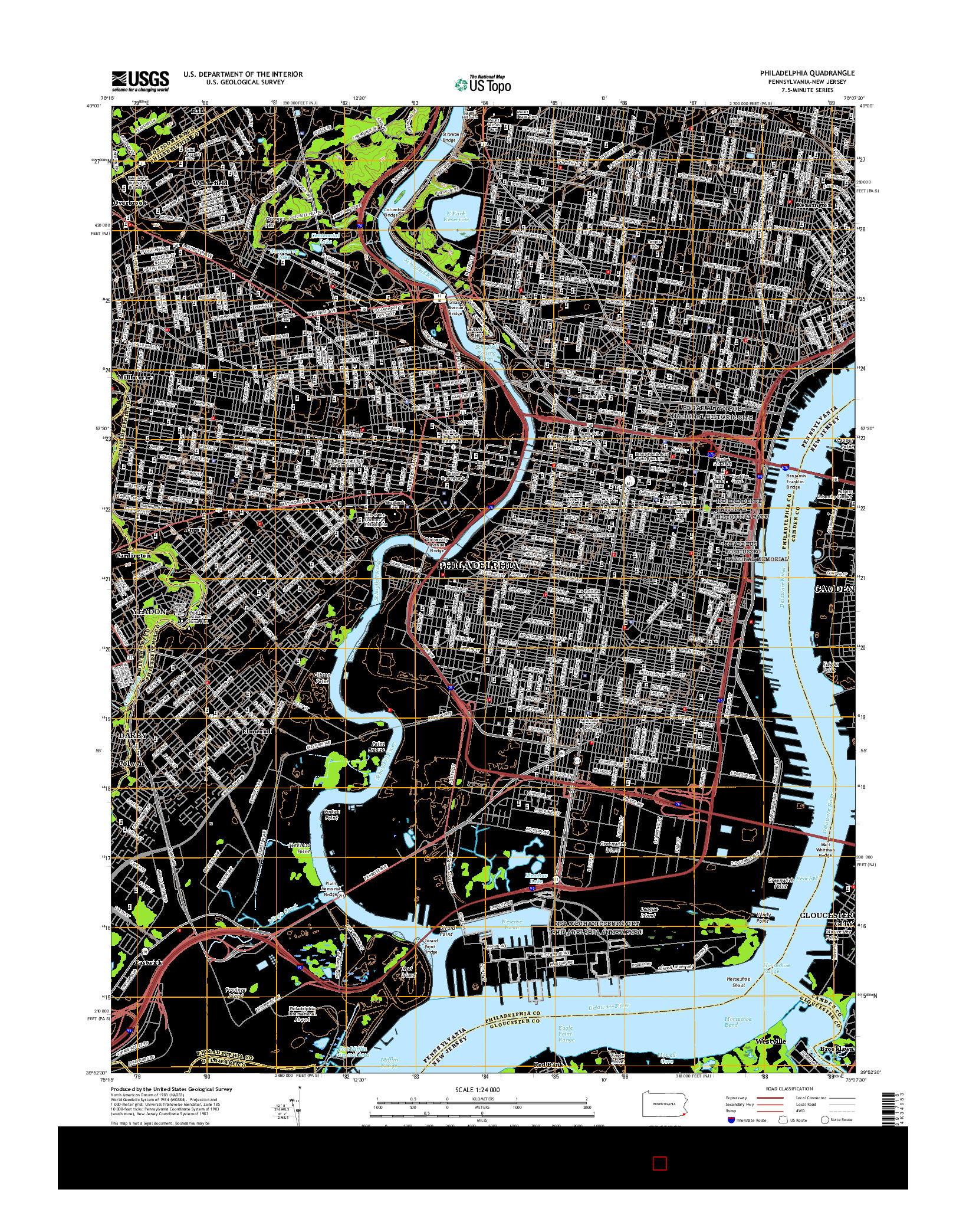 USGS US TOPO 7.5-MINUTE MAP FOR PHILADELPHIA, PA-NJ 2016
