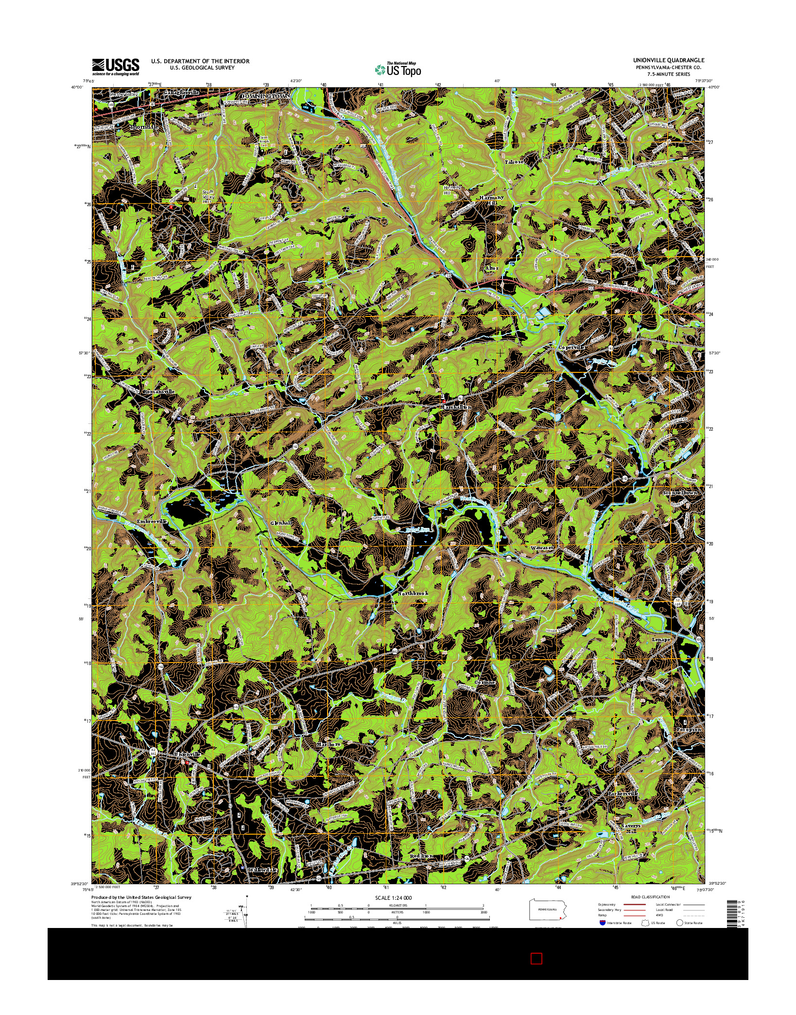 USGS US TOPO 7.5-MINUTE MAP FOR UNIONVILLE, PA 2016