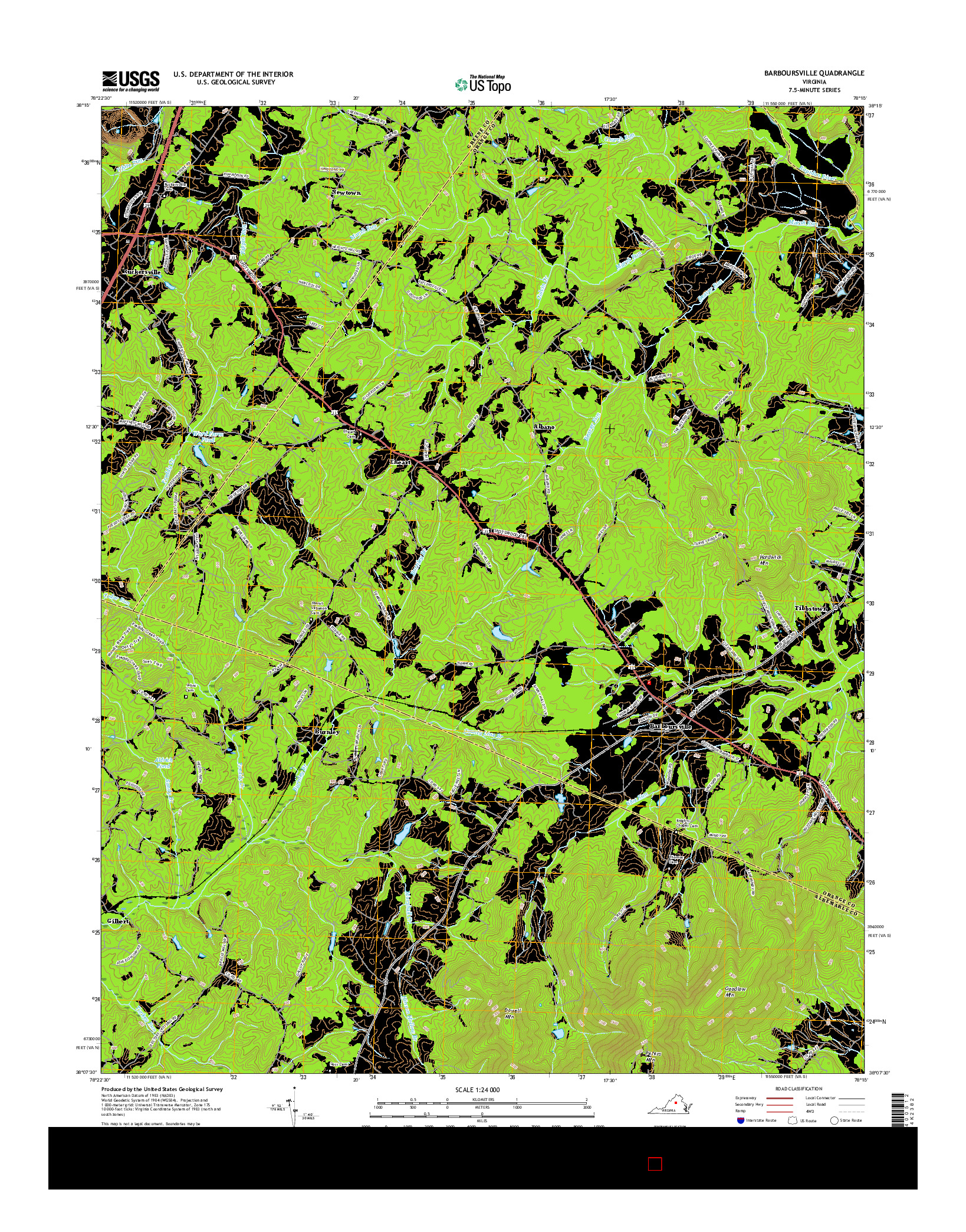 USGS US TOPO 7.5-MINUTE MAP FOR BARBOURSVILLE, VA 2016