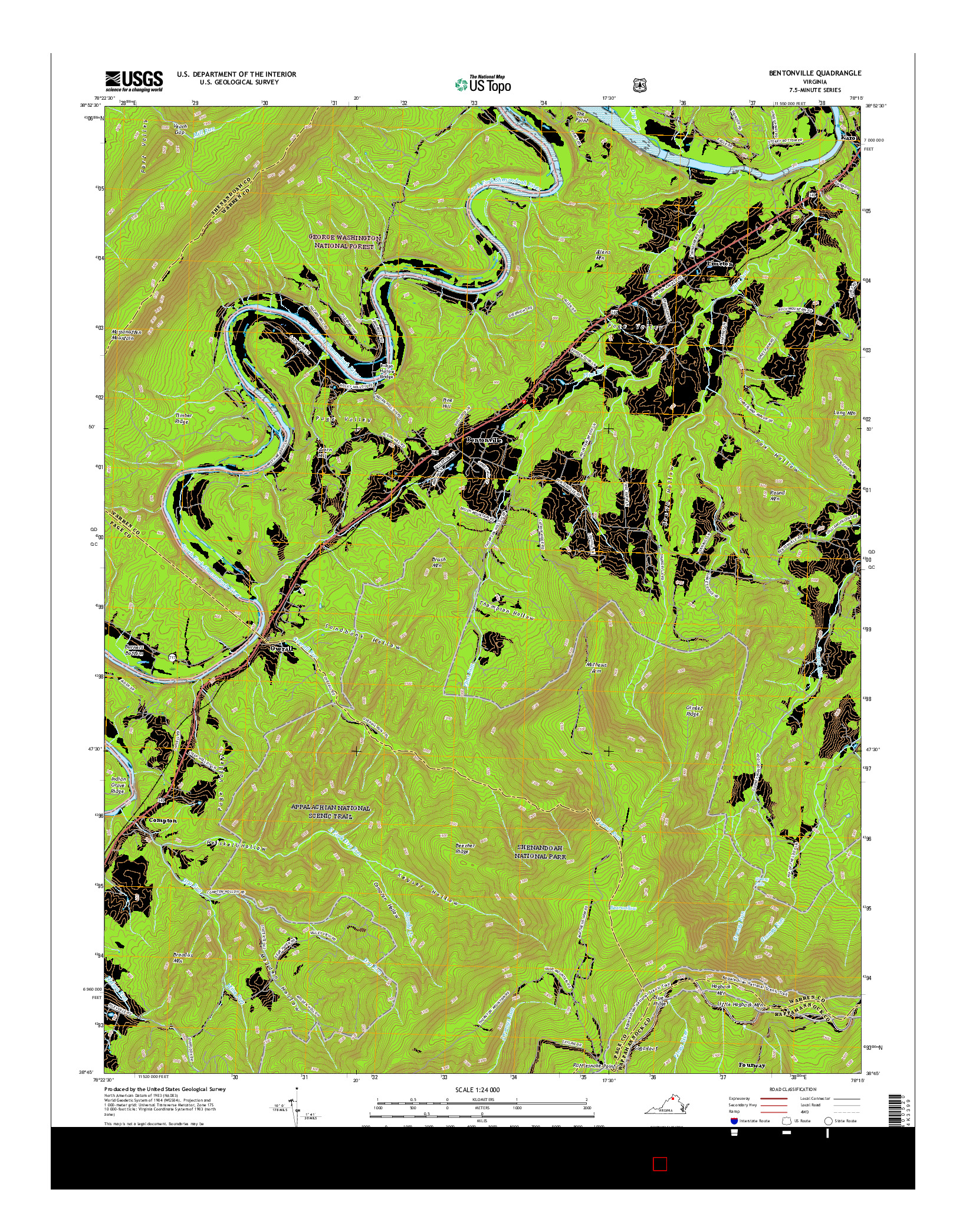 USGS US TOPO 7.5-MINUTE MAP FOR BENTONVILLE, VA 2016