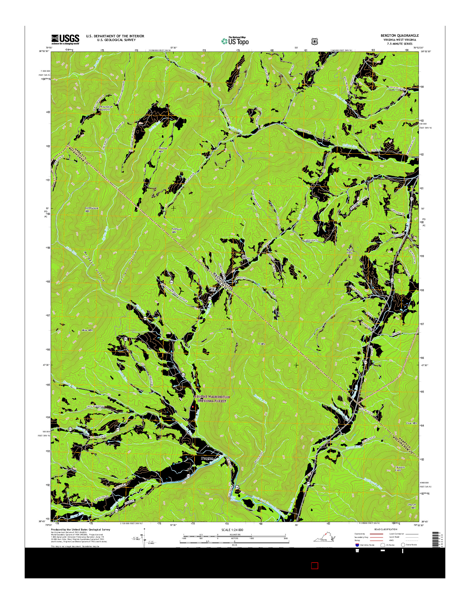 USGS US TOPO 7.5-MINUTE MAP FOR BERGTON, VA-WV 2016