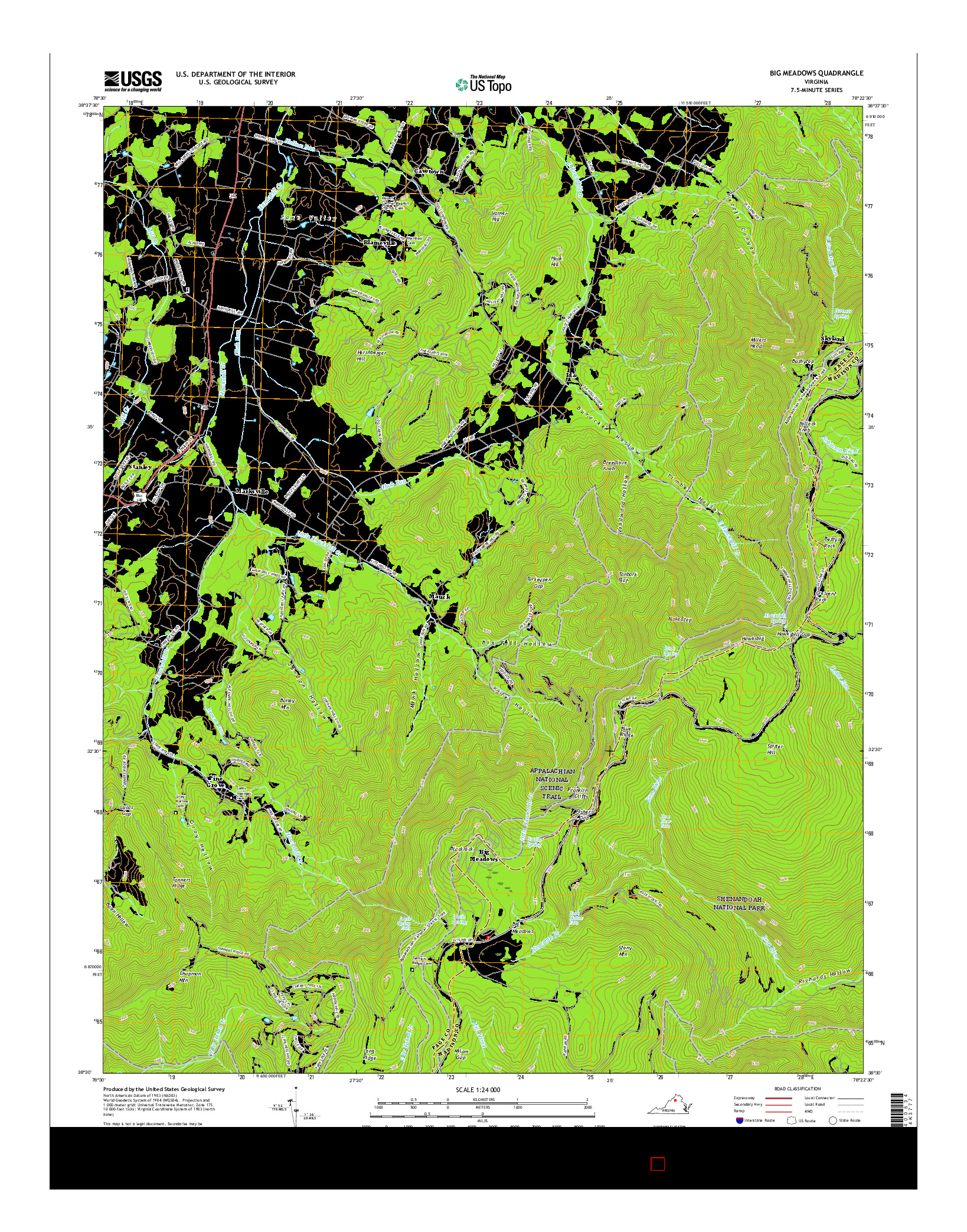 USGS US TOPO 7.5-MINUTE MAP FOR BIG MEADOWS, VA 2016