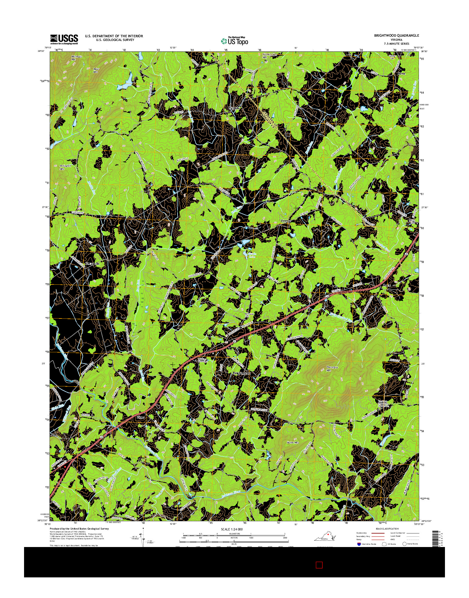 USGS US TOPO 7.5-MINUTE MAP FOR BRIGHTWOOD, VA 2016