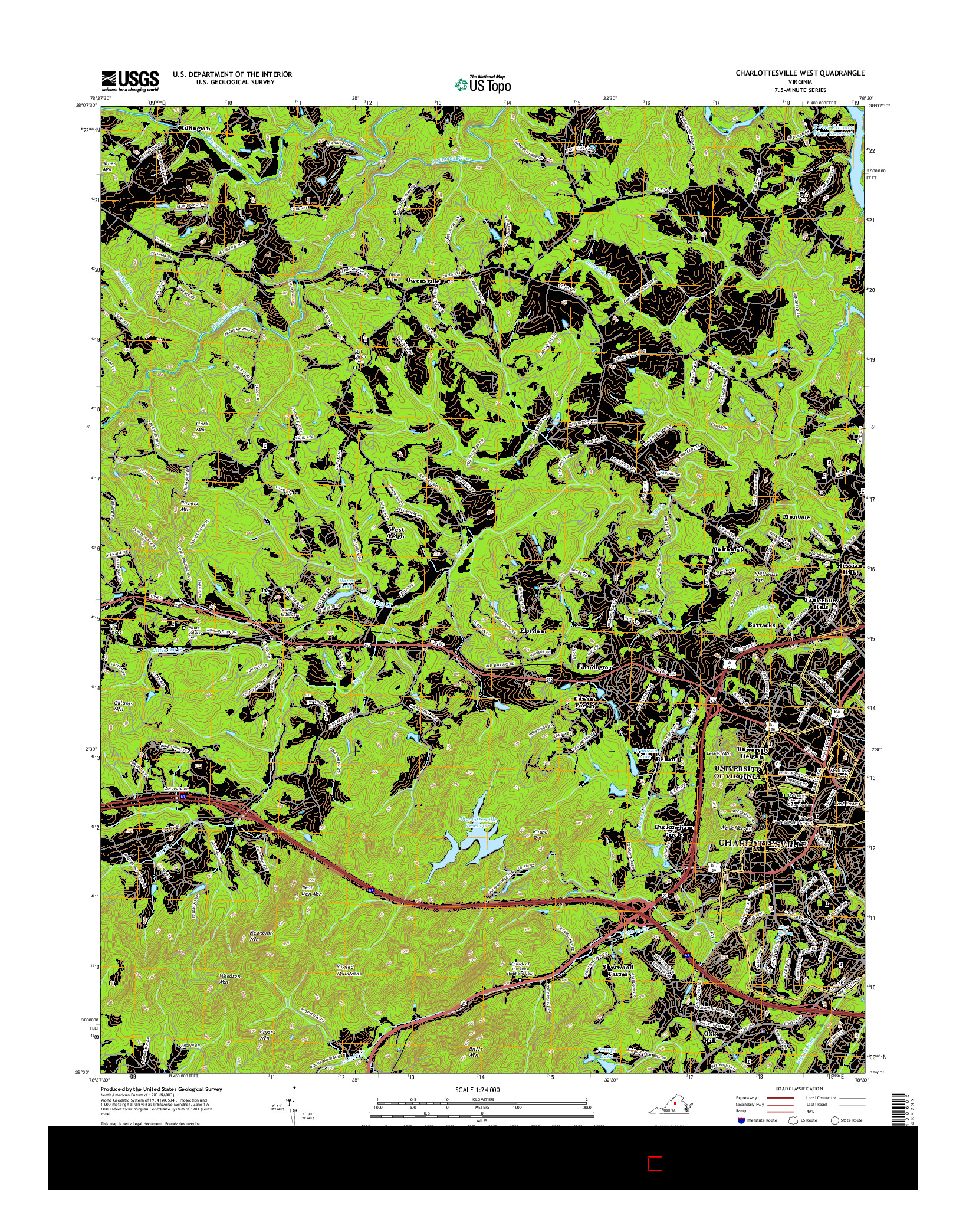 USGS US TOPO 7.5-MINUTE MAP FOR CHARLOTTESVILLE WEST, VA 2016