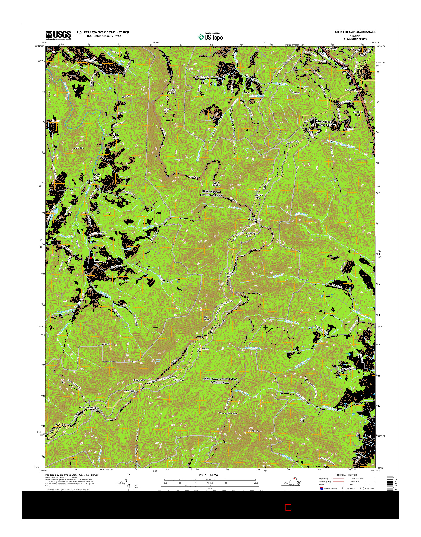 USGS US TOPO 7.5-MINUTE MAP FOR CHESTER GAP, VA 2016
