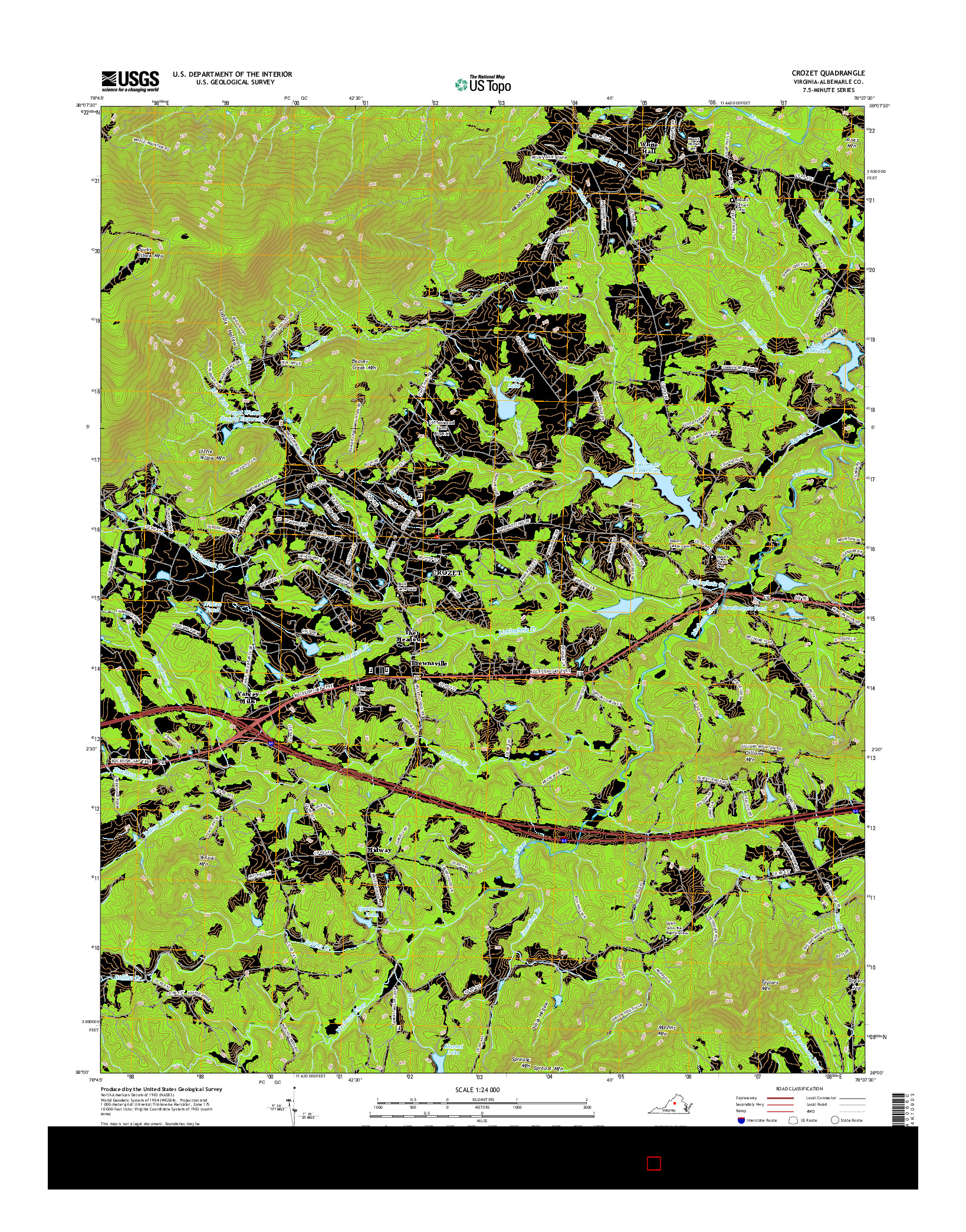 USGS US TOPO 7.5-MINUTE MAP FOR CROZET, VA 2016