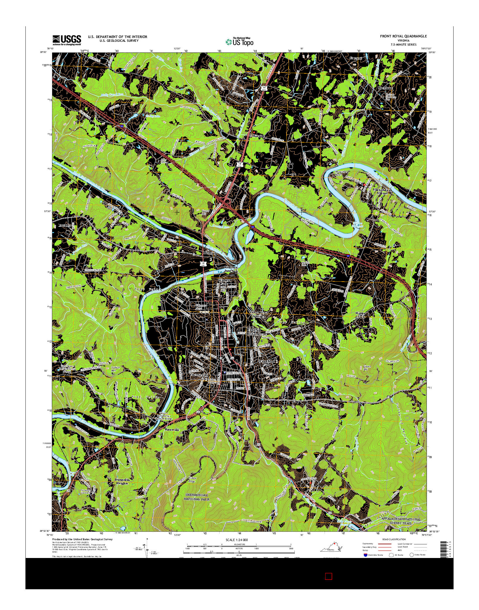 USGS US TOPO 7.5-MINUTE MAP FOR FRONT ROYAL, VA 2016