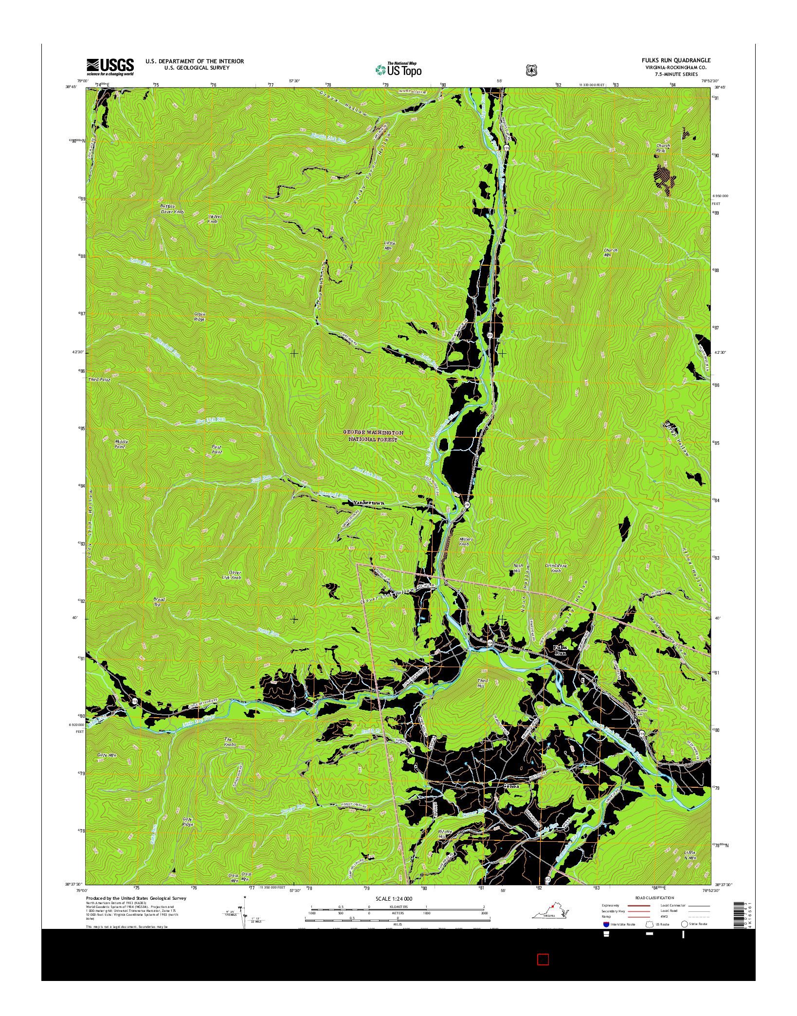 USGS US TOPO 7.5-MINUTE MAP FOR FULKS RUN, VA 2016