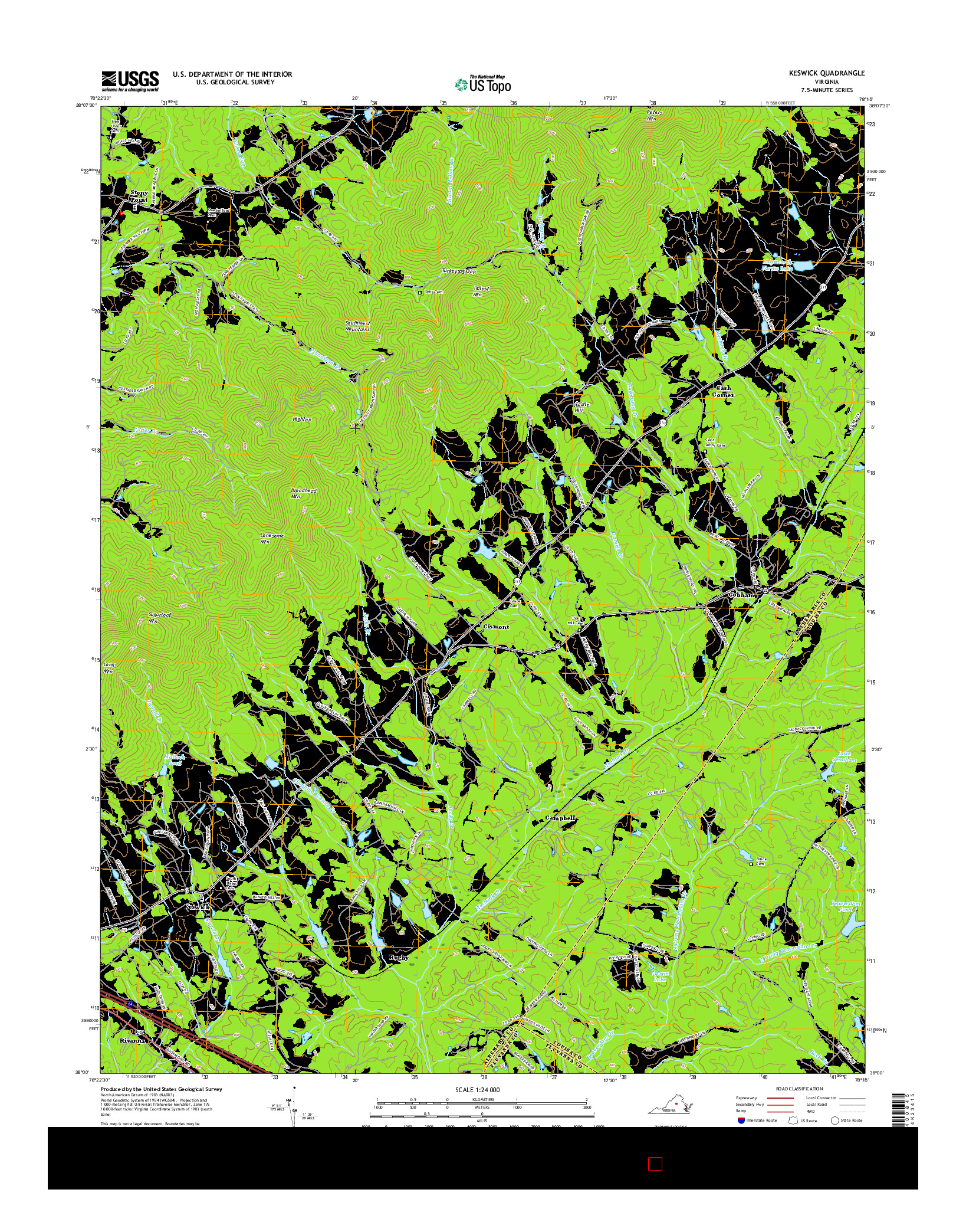 USGS US TOPO 7.5-MINUTE MAP FOR KESWICK, VA 2016