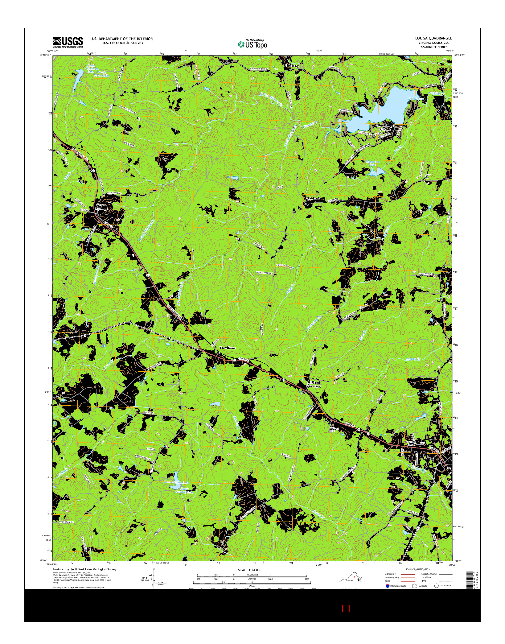 USGS US TOPO 7.5-MINUTE MAP FOR LOUISA, VA 2016