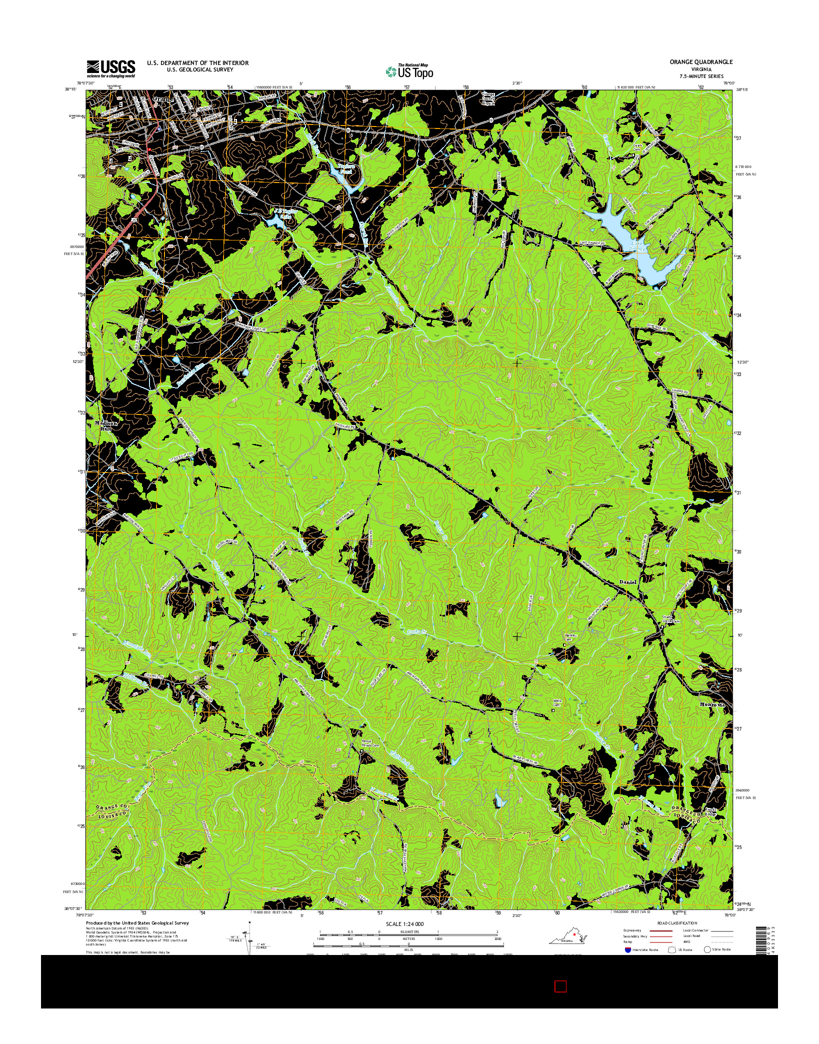 USGS US TOPO 7.5-MINUTE MAP FOR ORANGE, VA 2016