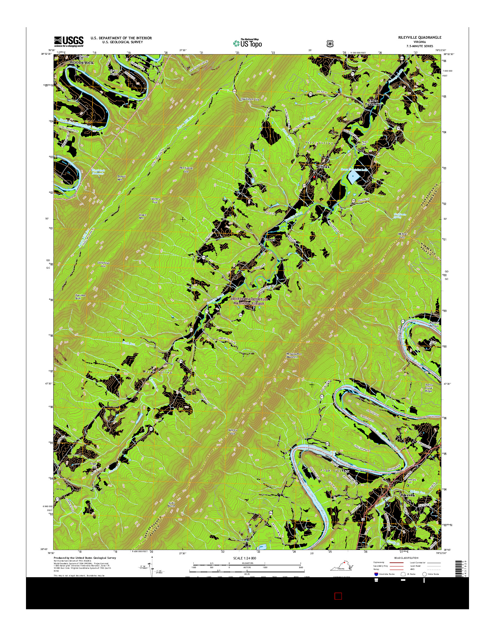 USGS US TOPO 7.5-MINUTE MAP FOR RILEYVILLE, VA 2016