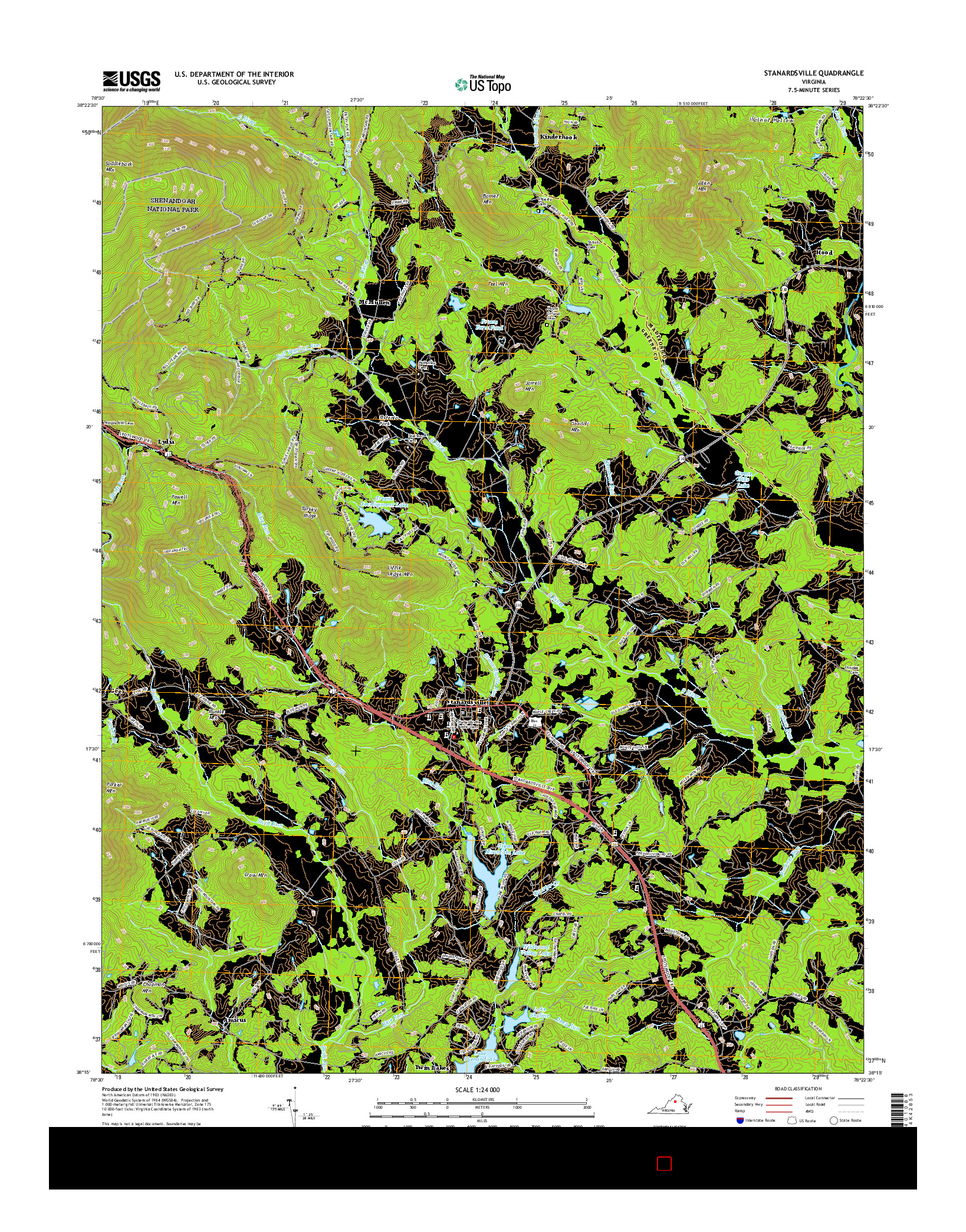 USGS US TOPO 7.5-MINUTE MAP FOR STANARDSVILLE, VA 2016