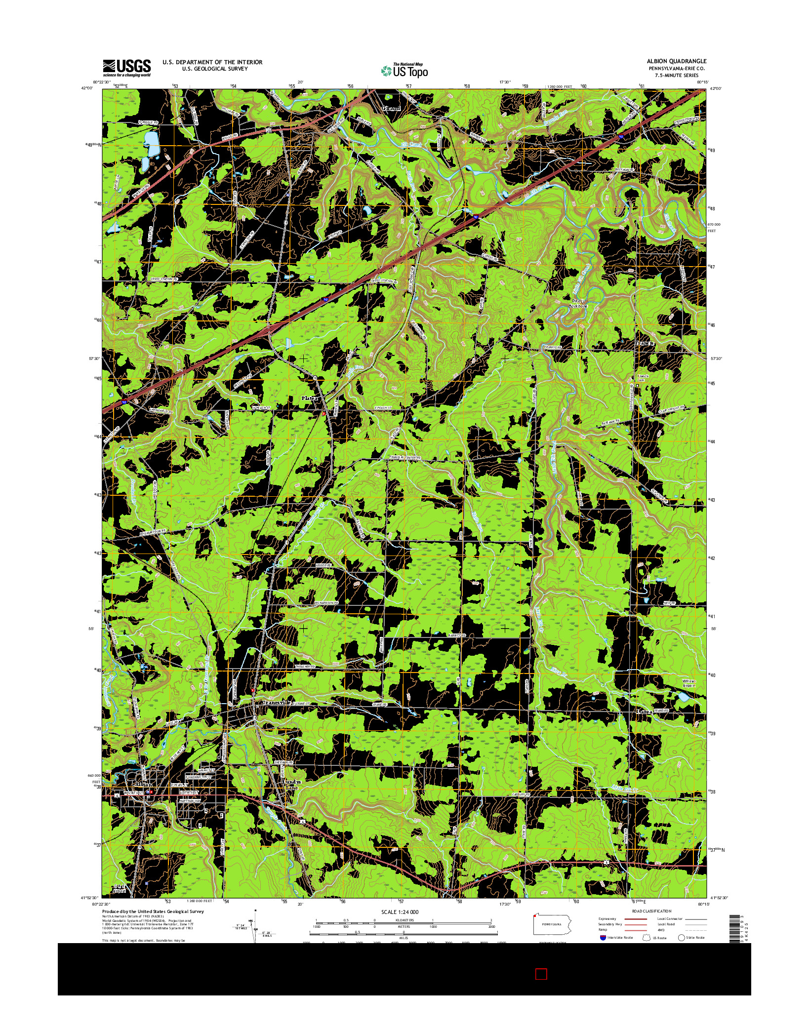 USGS US TOPO 7.5-MINUTE MAP FOR ALBION, PA 2016