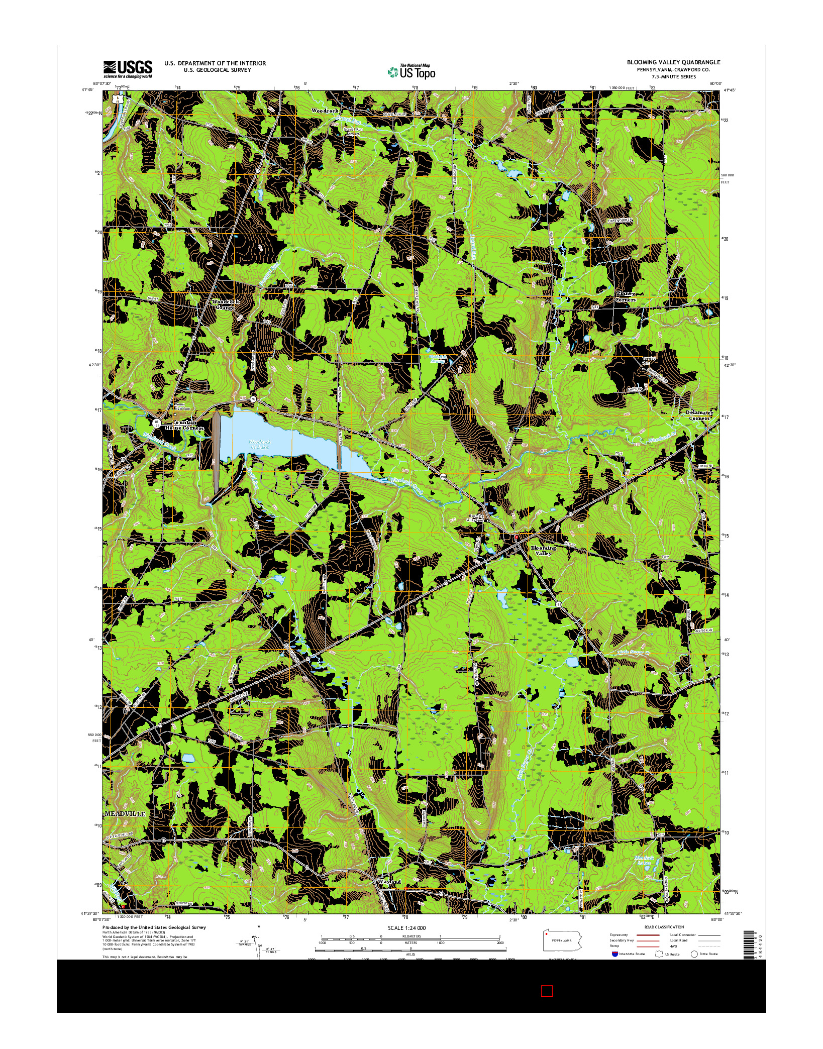 USGS US TOPO 7.5-MINUTE MAP FOR BLOOMING VALLEY, PA 2016