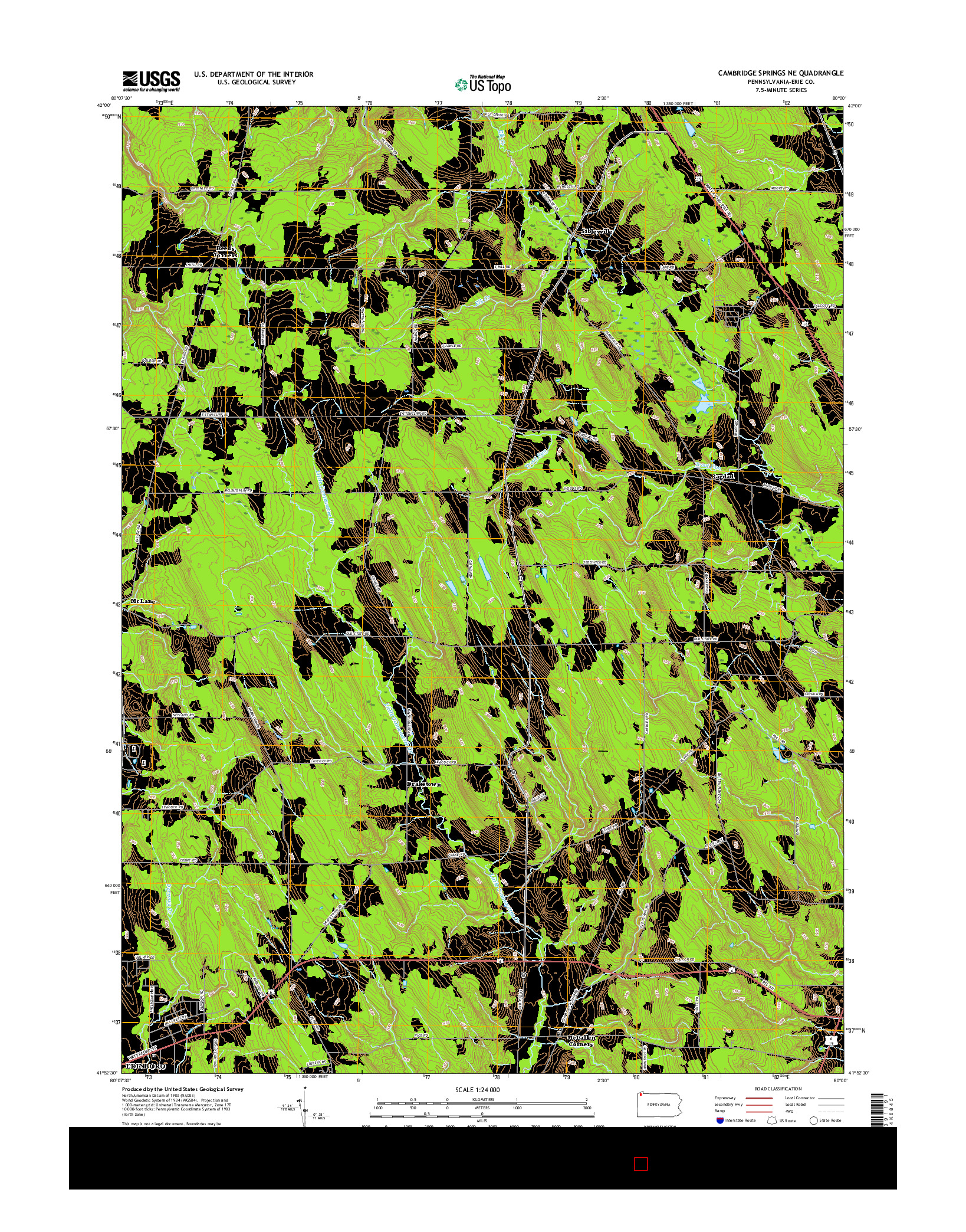 USGS US TOPO 7.5-MINUTE MAP FOR CAMBRIDGE SPRINGS NE, PA 2016