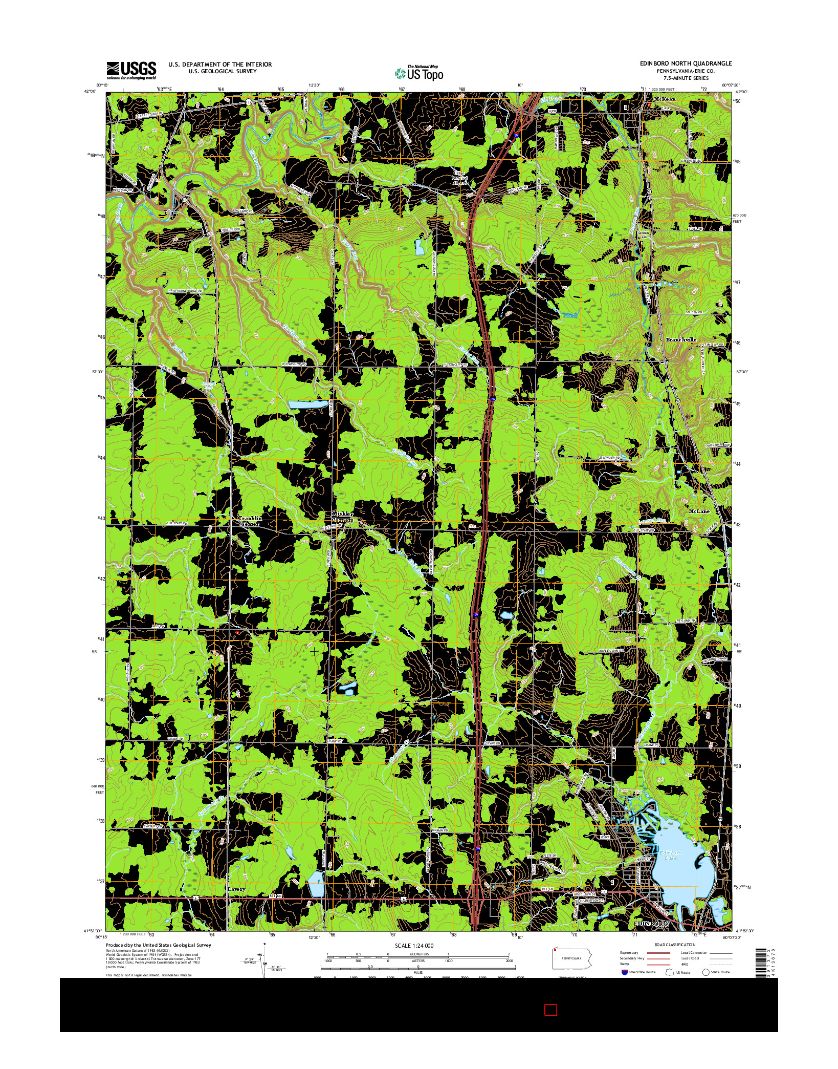 USGS US TOPO 7.5-MINUTE MAP FOR EDINBORO NORTH, PA 2016