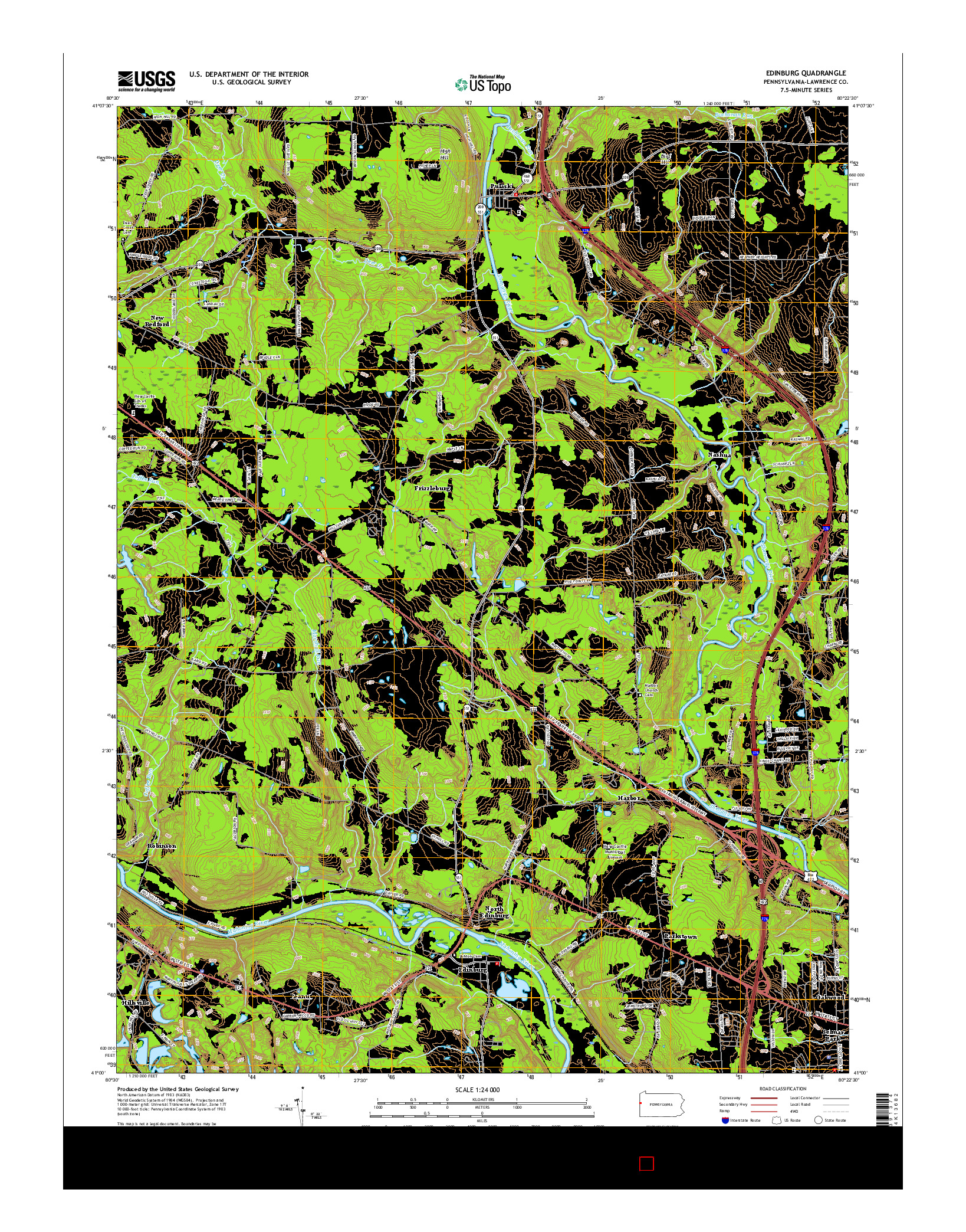 USGS US TOPO 7.5-MINUTE MAP FOR EDINBURG, PA 2016
