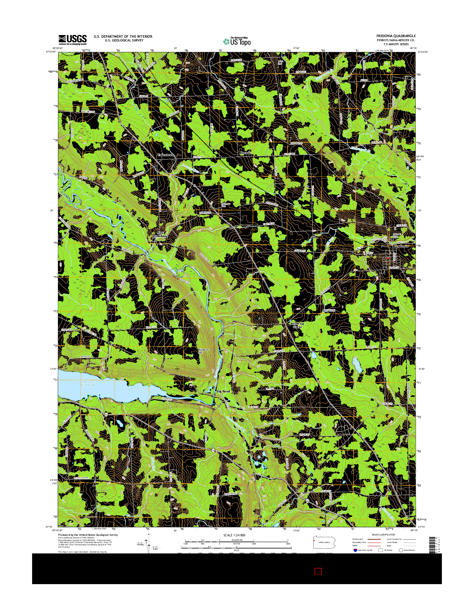 USGS US TOPO 7.5-MINUTE MAP FOR FREDONIA, PA 2016
