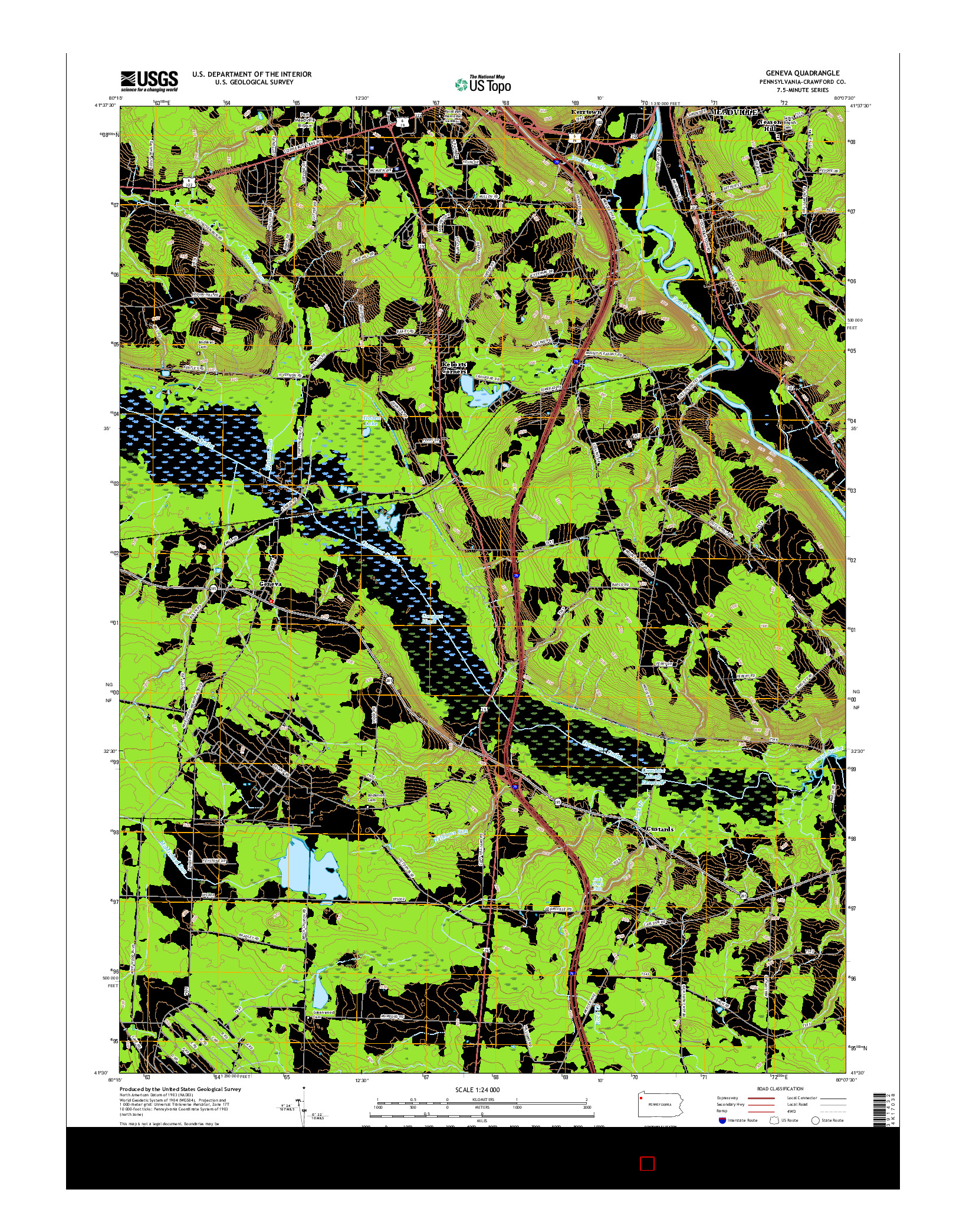 USGS US TOPO 7.5-MINUTE MAP FOR GENEVA, PA 2016