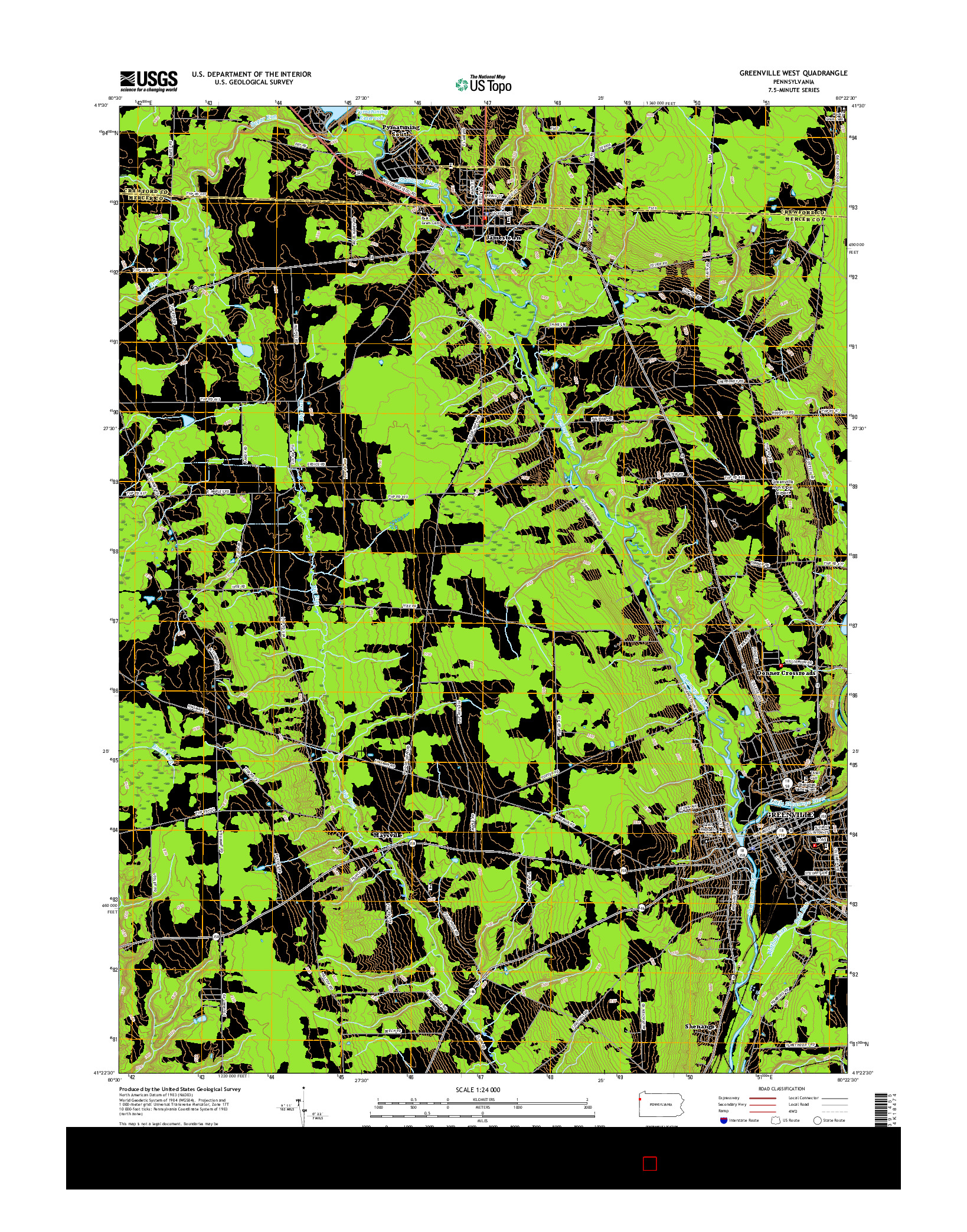 USGS US TOPO 7.5-MINUTE MAP FOR GREENVILLE WEST, PA 2016