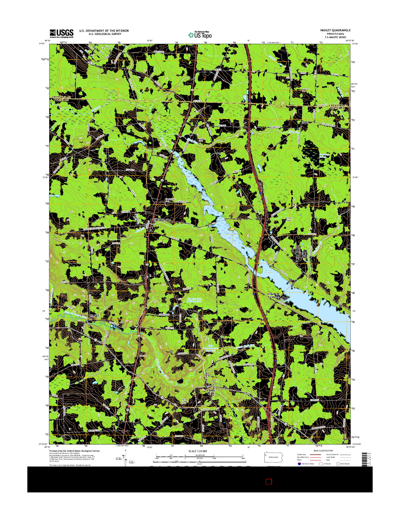 USGS US TOPO 7.5-MINUTE MAP FOR HADLEY, PA 2016