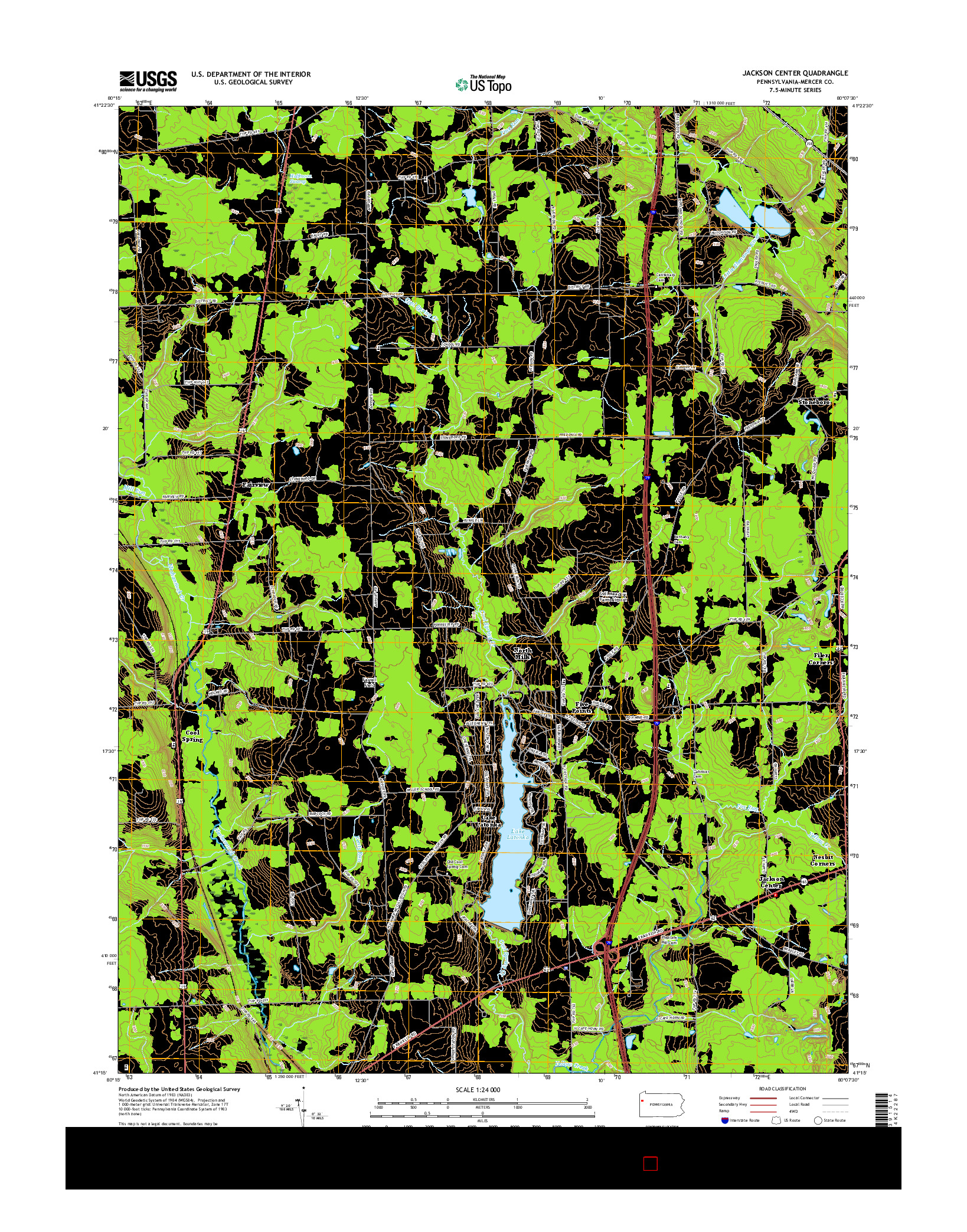 USGS US TOPO 7.5-MINUTE MAP FOR JACKSON CENTER, PA 2016