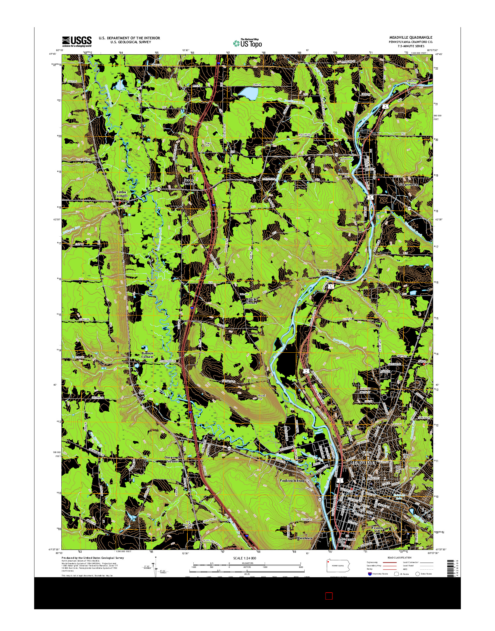 USGS US TOPO 7.5-MINUTE MAP FOR MEADVILLE, PA 2016