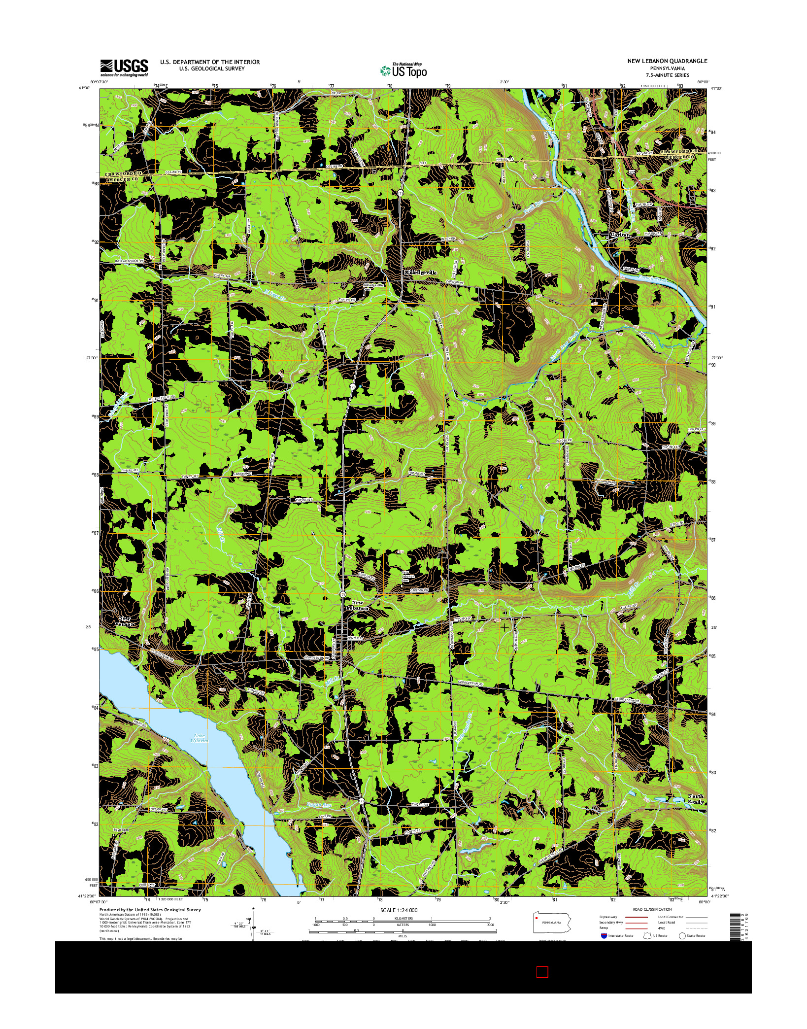 USGS US TOPO 7.5-MINUTE MAP FOR NEW LEBANON, PA 2016