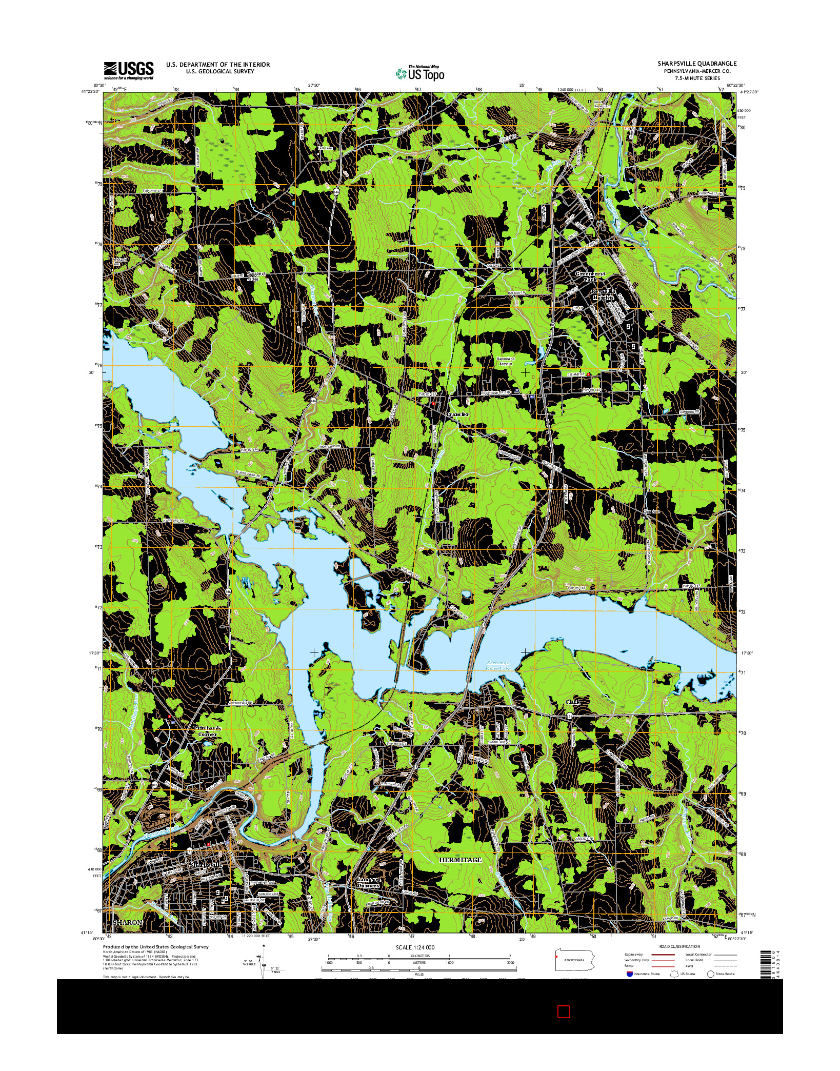 USGS US TOPO 7.5-MINUTE MAP FOR SHARPSVILLE, PA 2016