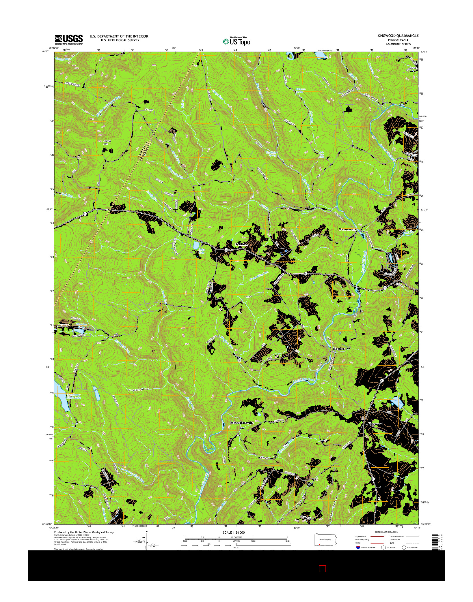 USGS US TOPO 7.5-MINUTE MAP FOR KINGWOOD, PA 2016