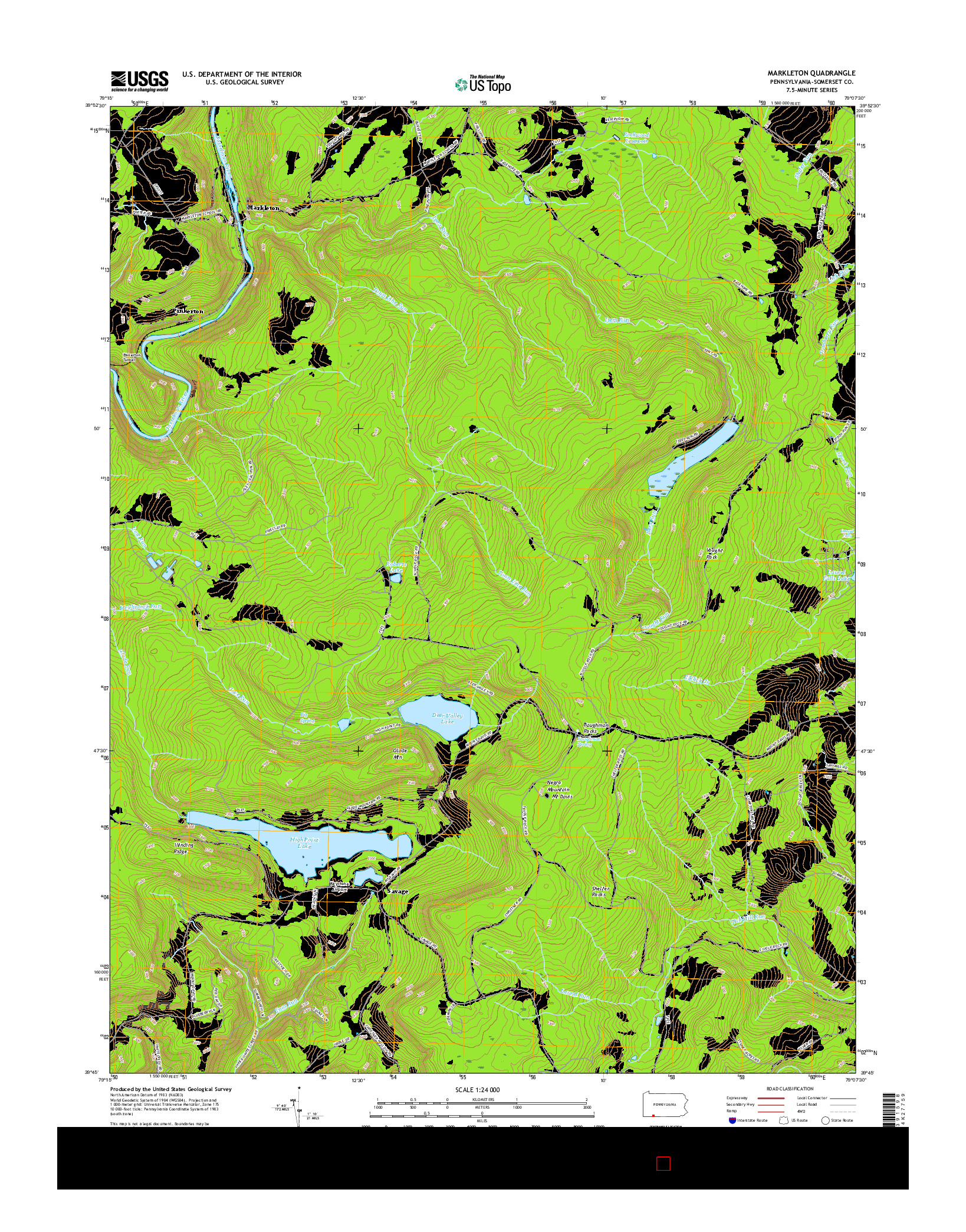 USGS US TOPO 7.5-MINUTE MAP FOR MARKLETON, PA 2016