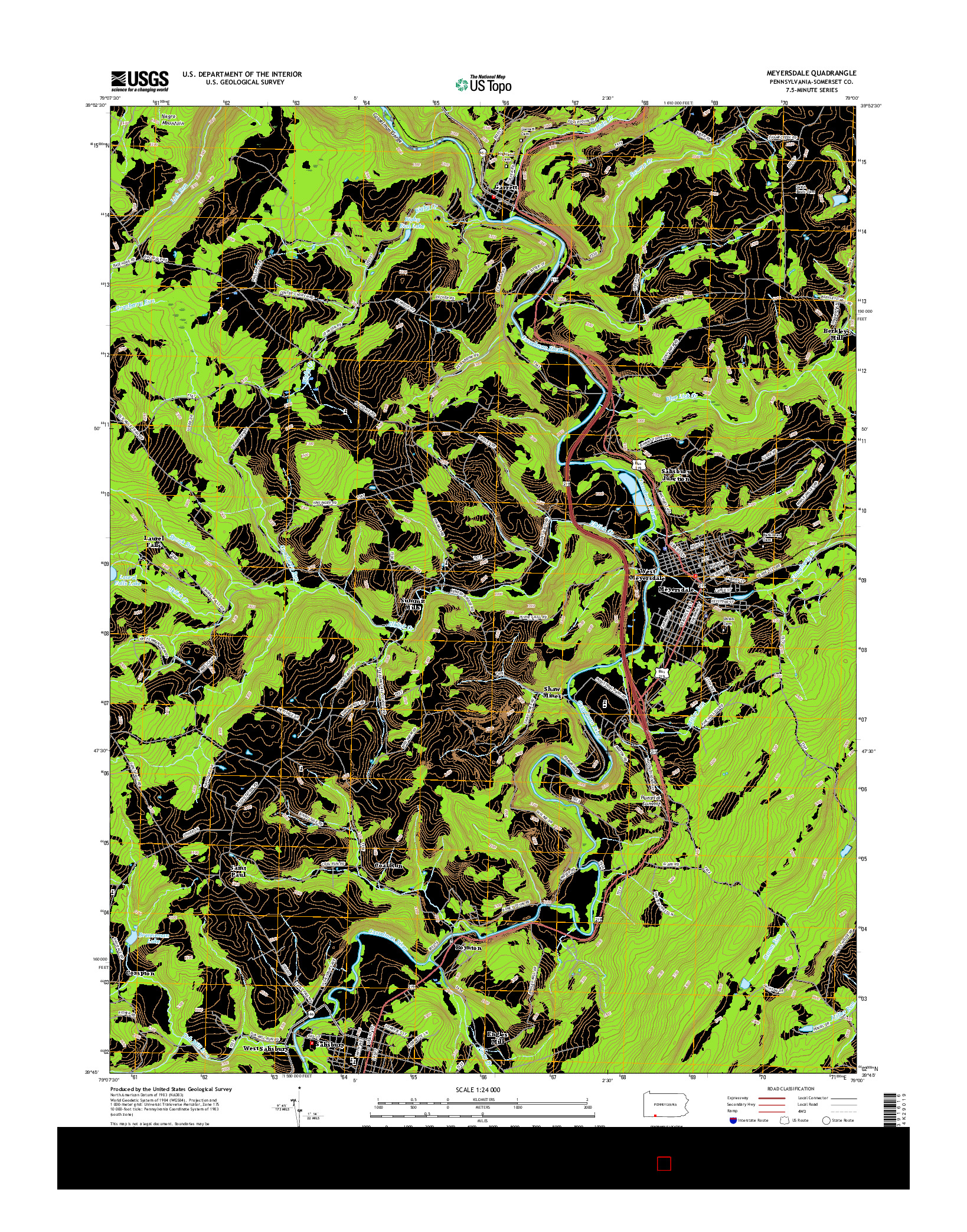 USGS US TOPO 7.5-MINUTE MAP FOR MEYERSDALE, PA 2016