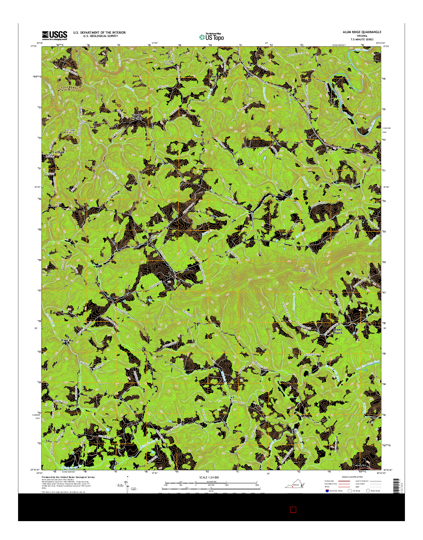 USGS US TOPO 7.5-MINUTE MAP FOR ALUM RIDGE, VA 2016