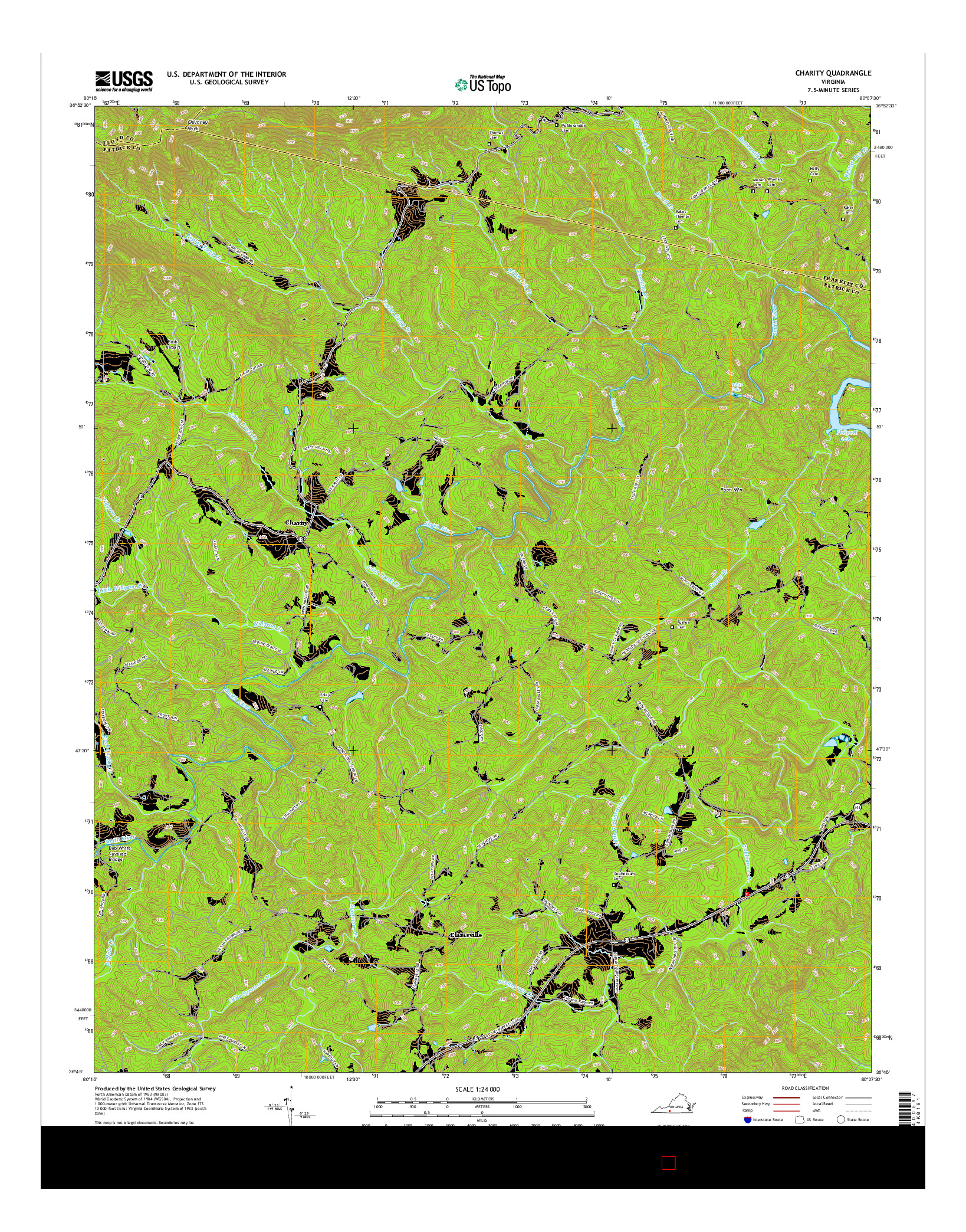 USGS US TOPO 7.5-MINUTE MAP FOR CHARITY, VA 2016