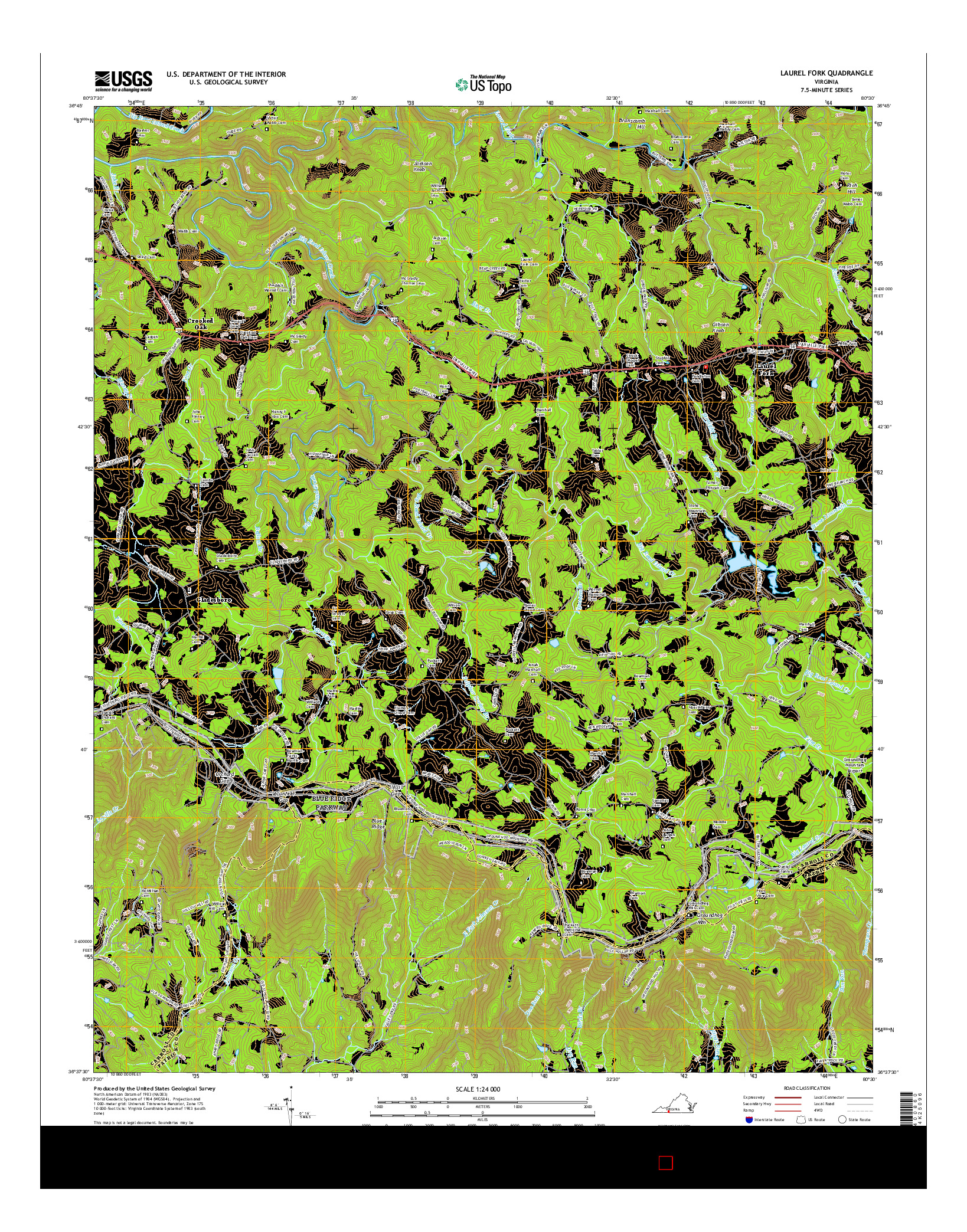 USGS US TOPO 7.5-MINUTE MAP FOR LAUREL FORK, VA 2016