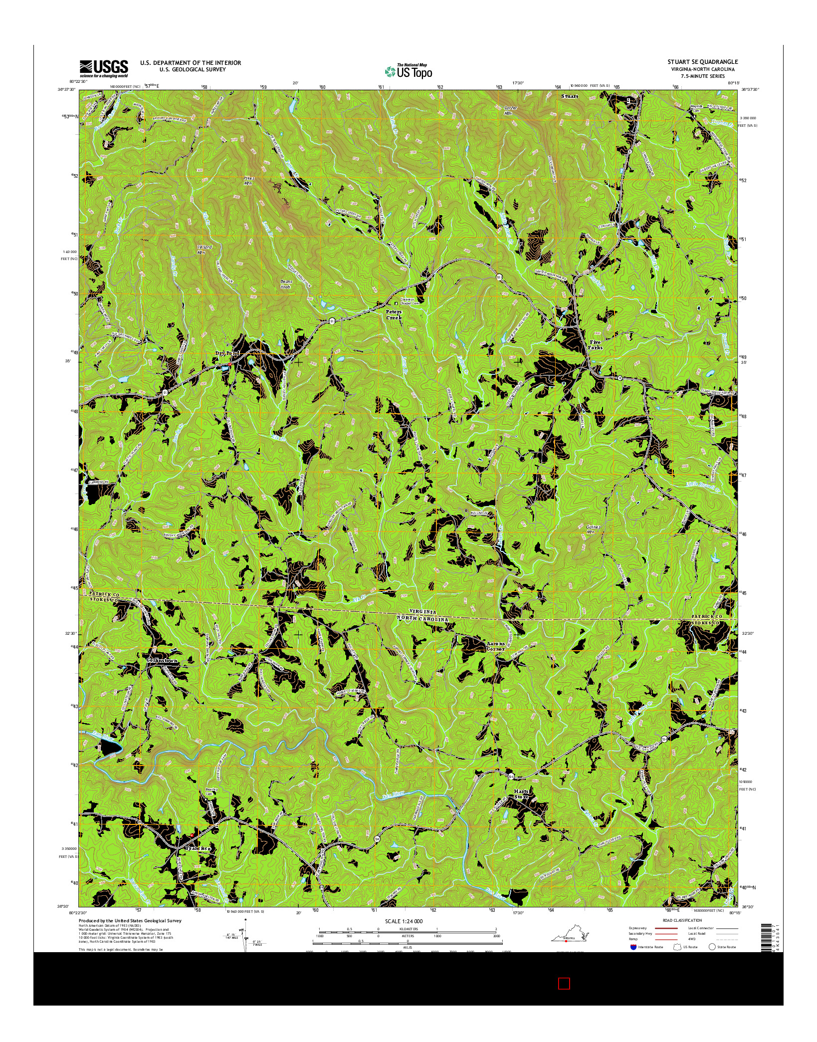 USGS US TOPO 7.5-MINUTE MAP FOR STUART SE, VA-NC 2016