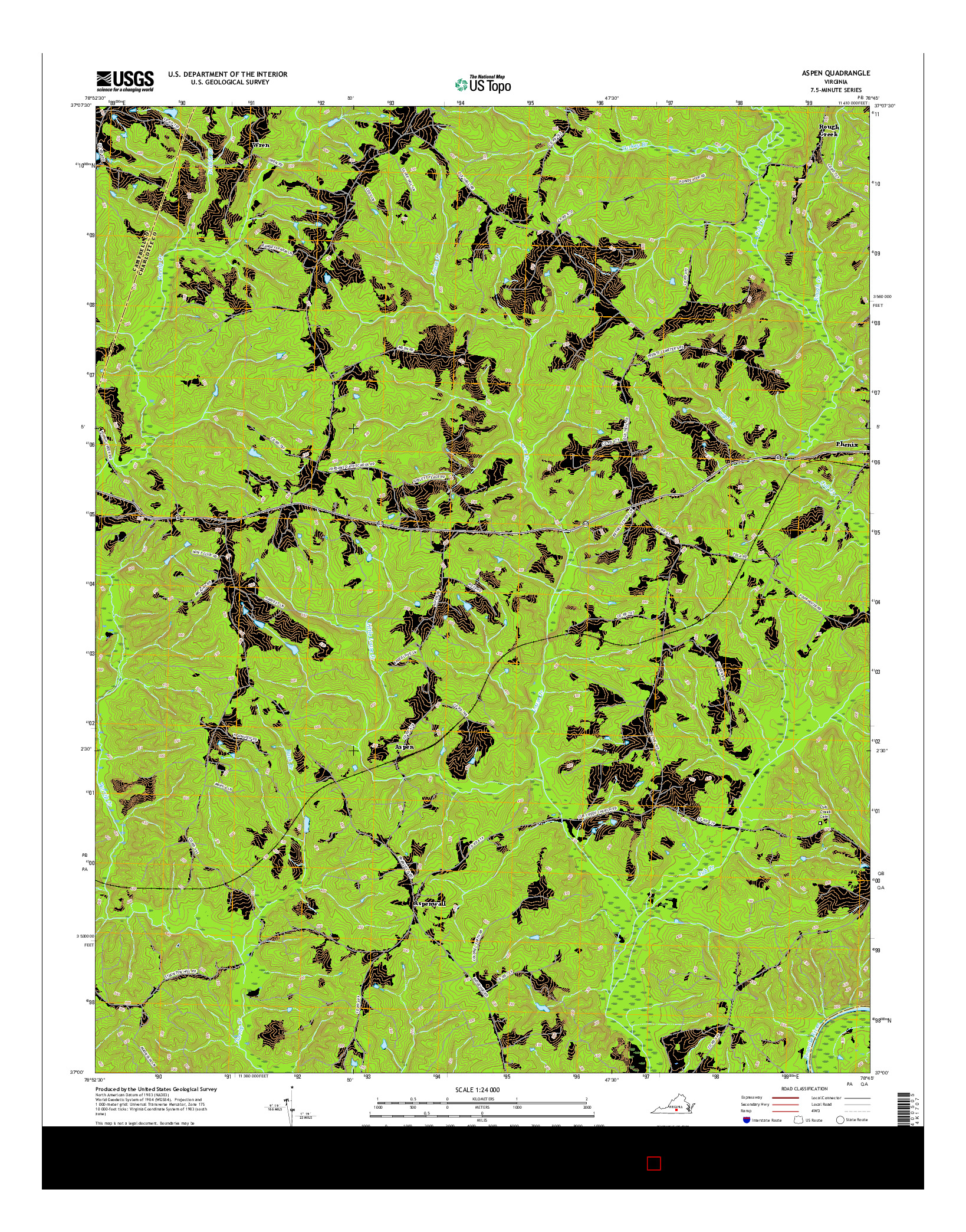 USGS US TOPO 7.5-MINUTE MAP FOR ASPEN, VA 2016