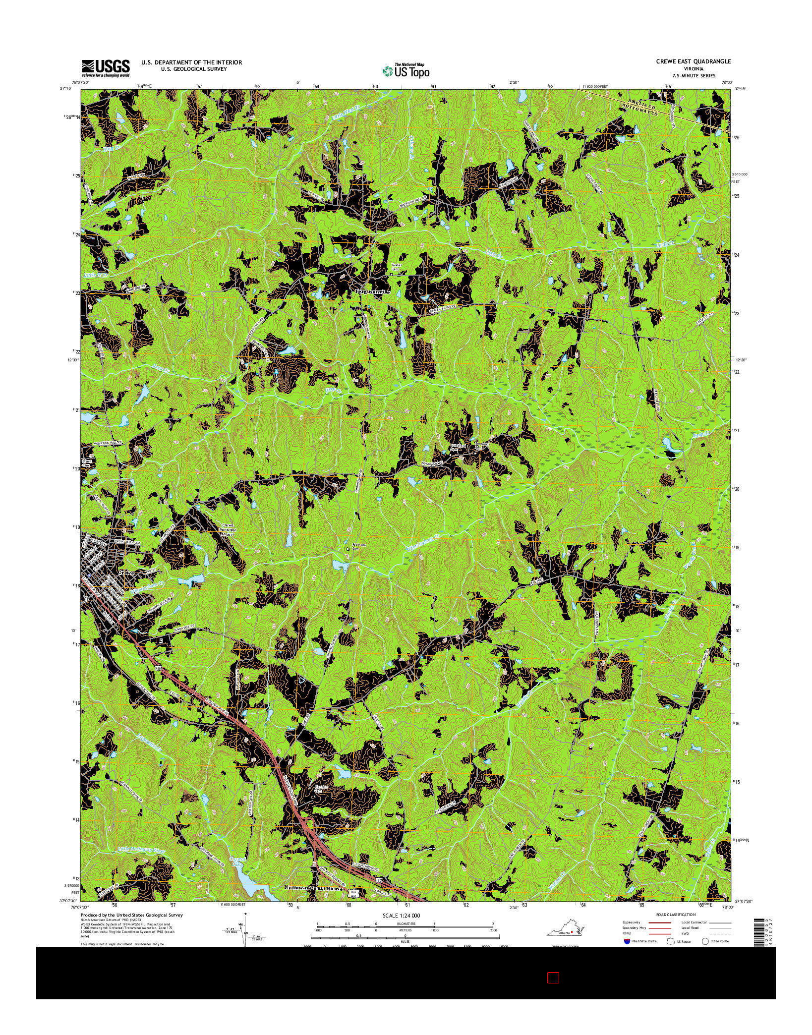 USGS US TOPO 7.5-MINUTE MAP FOR CREWE EAST, VA 2016