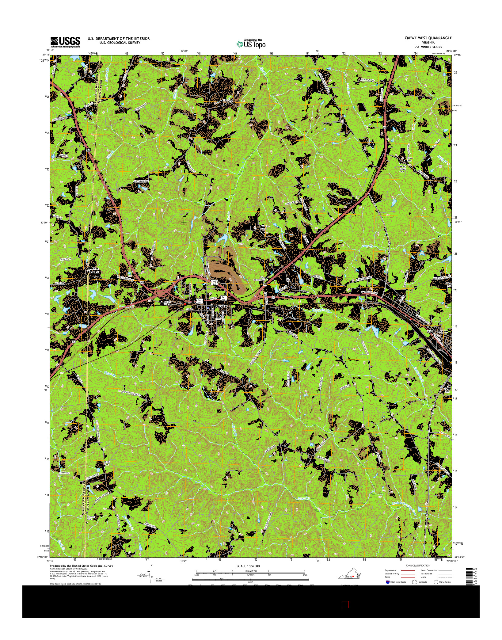 USGS US TOPO 7.5-MINUTE MAP FOR CREWE WEST, VA 2016