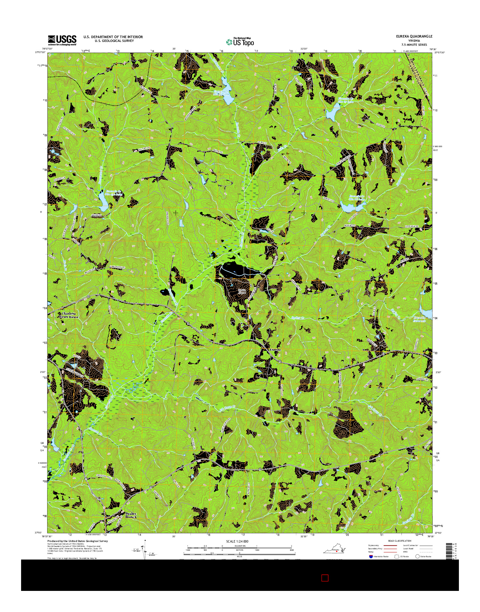 USGS US TOPO 7.5-MINUTE MAP FOR EUREKA, VA 2016