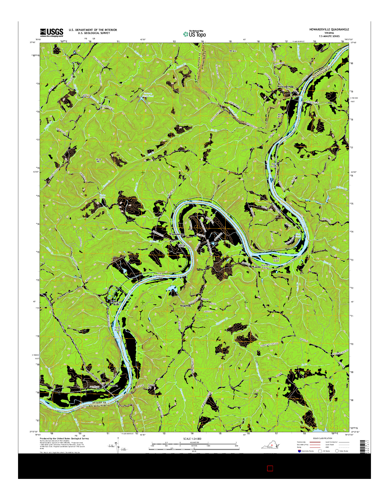 USGS US TOPO 7.5-MINUTE MAP FOR HOWARDSVILLE, VA 2016
