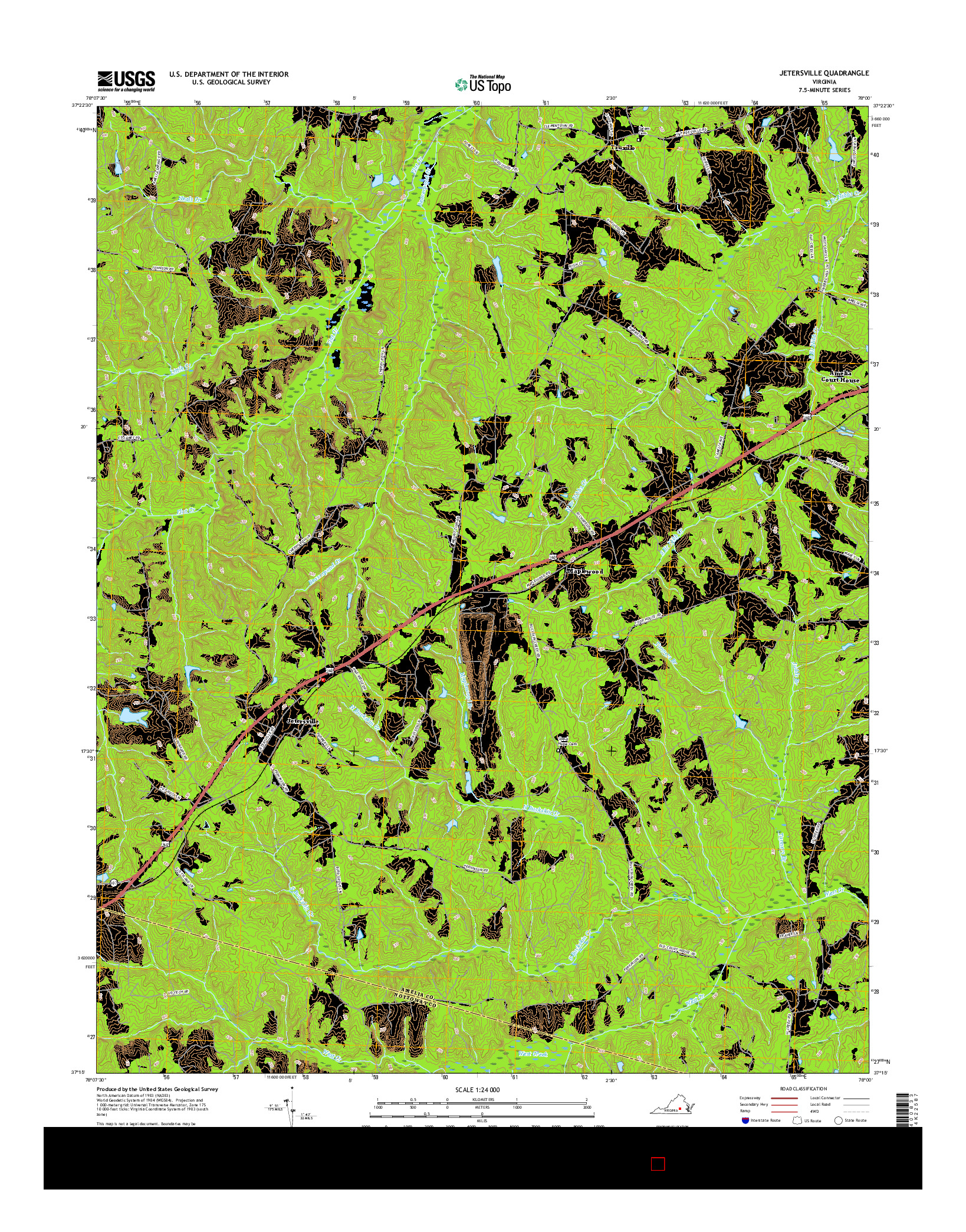 USGS US TOPO 7.5-MINUTE MAP FOR JETERSVILLE, VA 2016