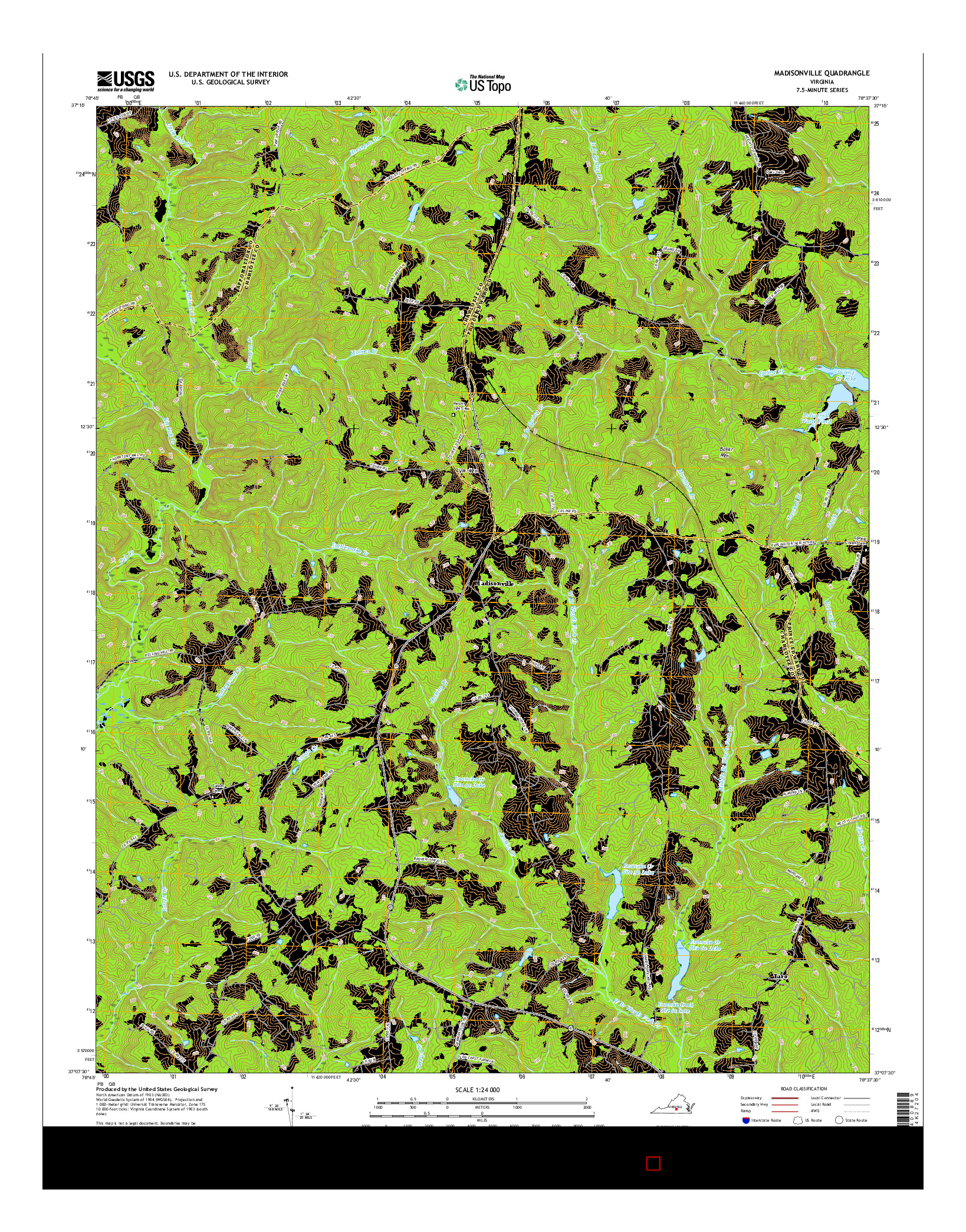 USGS US TOPO 7.5-MINUTE MAP FOR MADISONVILLE, VA 2016