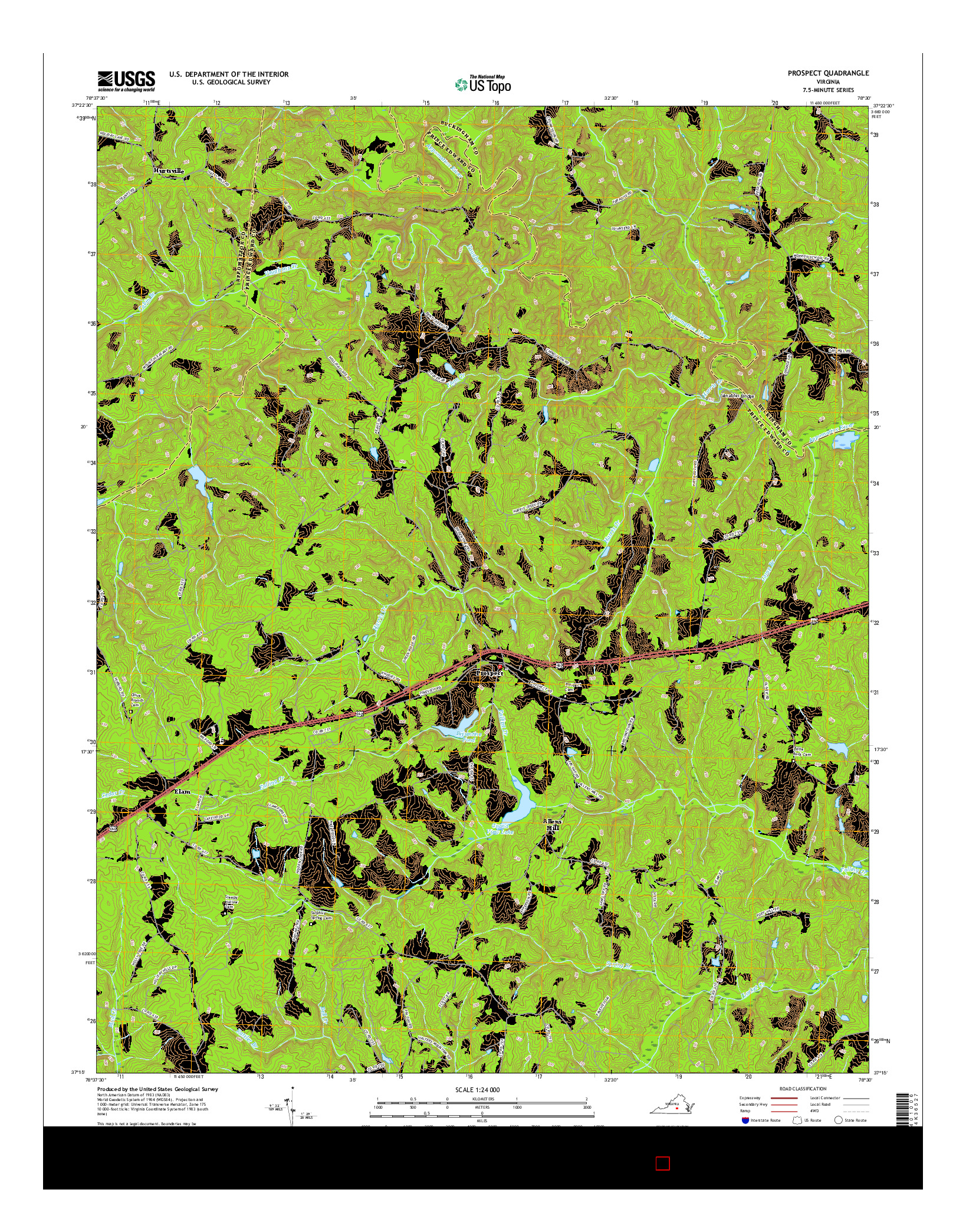 USGS US TOPO 7.5-MINUTE MAP FOR PROSPECT, VA 2016