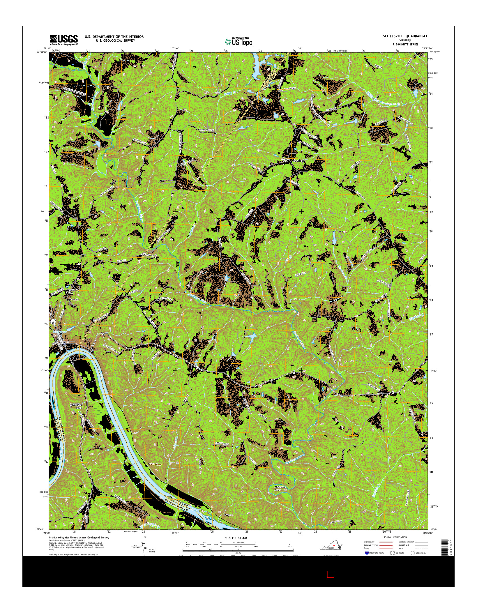 USGS US TOPO 7.5-MINUTE MAP FOR SCOTTSVILLE, VA 2016